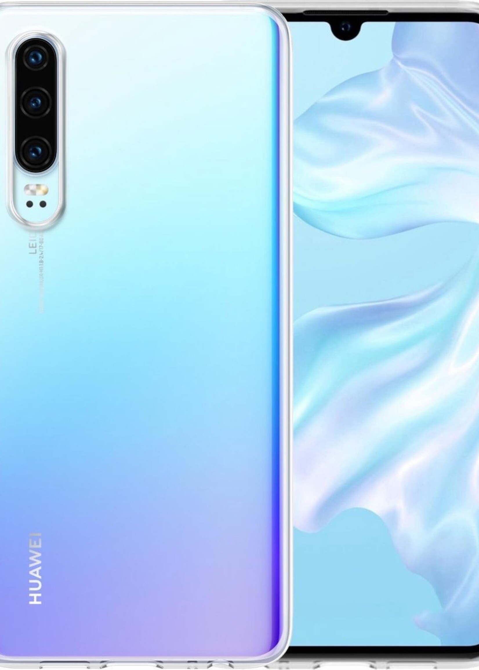 LUQ Hoesje Geschikt voor Huawei P30 Hoesje Siliconen Case - Hoes Geschikt voor Huawei P30 Hoes Siliconen - Transparant