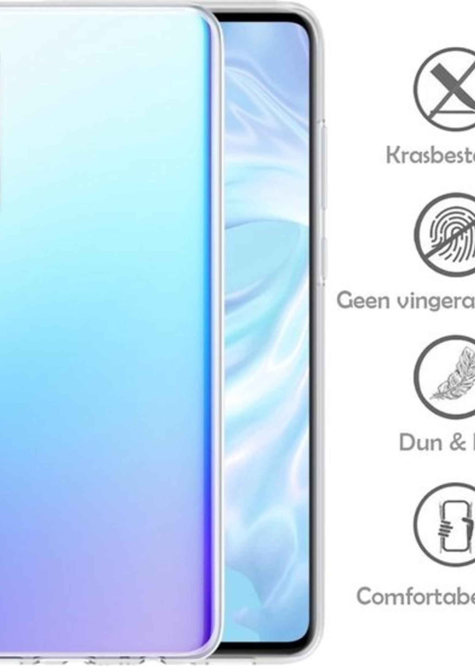 LUQ Hoesje Geschikt voor Huawei P30 Hoesje Siliconen Case - Hoes Geschikt voor Huawei P30 Hoes Siliconen - Transparant