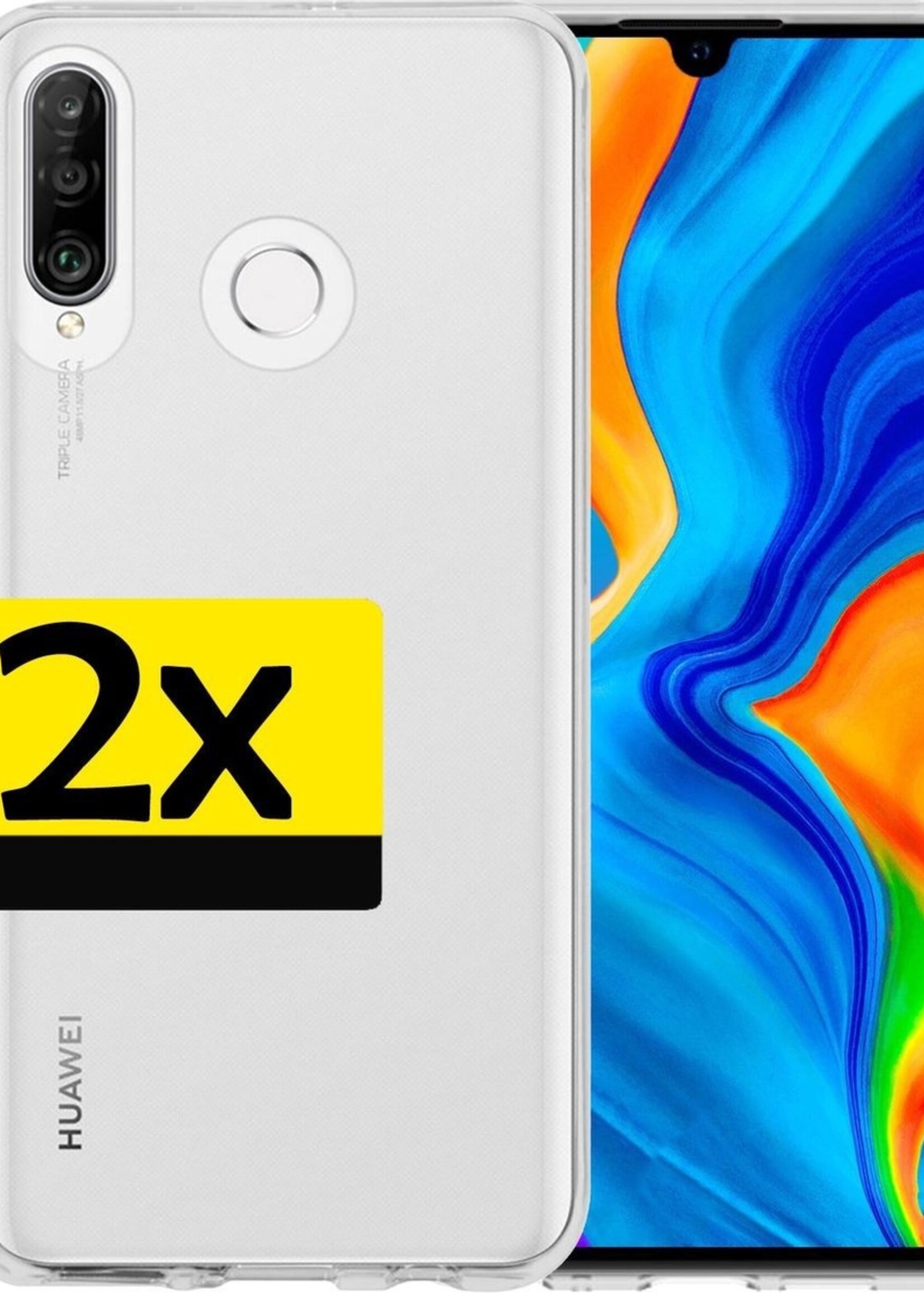 LUQ Hoesje Geschikt voor Huawei P30 Lite Hoesje Siliconen Case - Hoes Geschikt voor Huawei P30 Lite Hoes Siliconen - Transparant - 2 Stuks