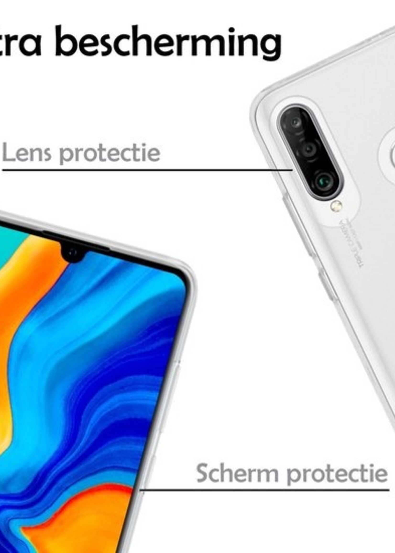 LUQ Hoesje Geschikt voor Huawei P30 Lite Hoesje Siliconen Case - Hoes Geschikt voor Huawei P30 Lite Hoes Siliconen - Transparant - 2 Stuks