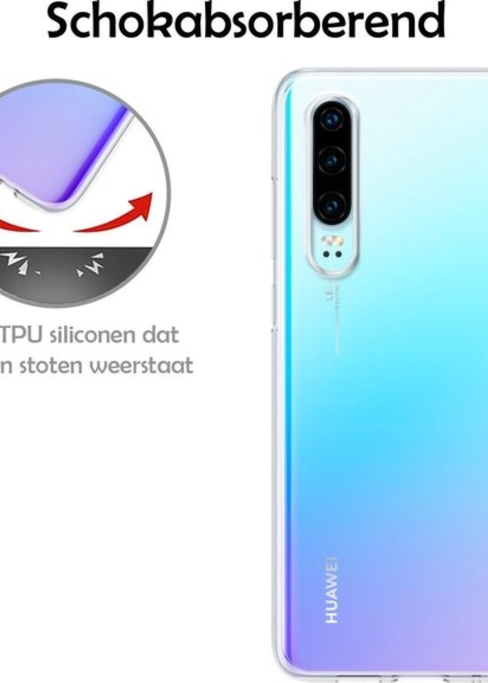 LUQ Hoesje Geschikt voor Huawei P30 Hoesje Siliconen Case - Hoes Geschikt voor Huawei P30 Hoes Siliconen - Transparant - 2 Stuks
