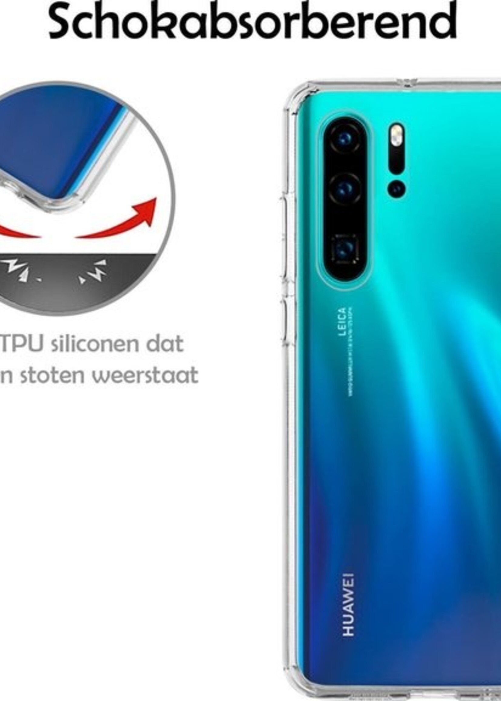 LUQ Hoesje Geschikt voor Huawei P30 Pro Hoesje Siliconen Case - Hoes Geschikt voor Huawei P30 Pro Hoes Siliconen - Transparant - 2 Stuks