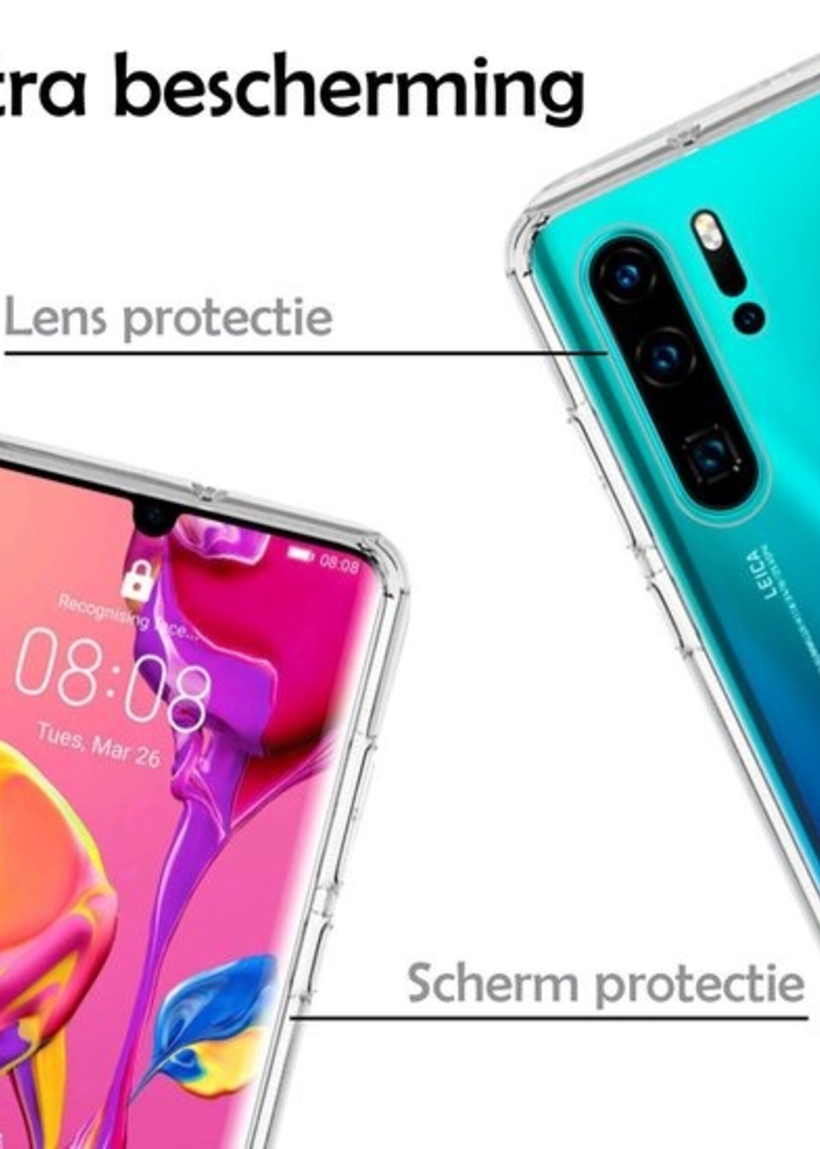 LUQ Hoesje Geschikt voor Huawei P30 Pro Hoesje Siliconen Case - Hoes Geschikt voor Huawei P30 Pro Hoes Siliconen - Transparant - 2 Stuks