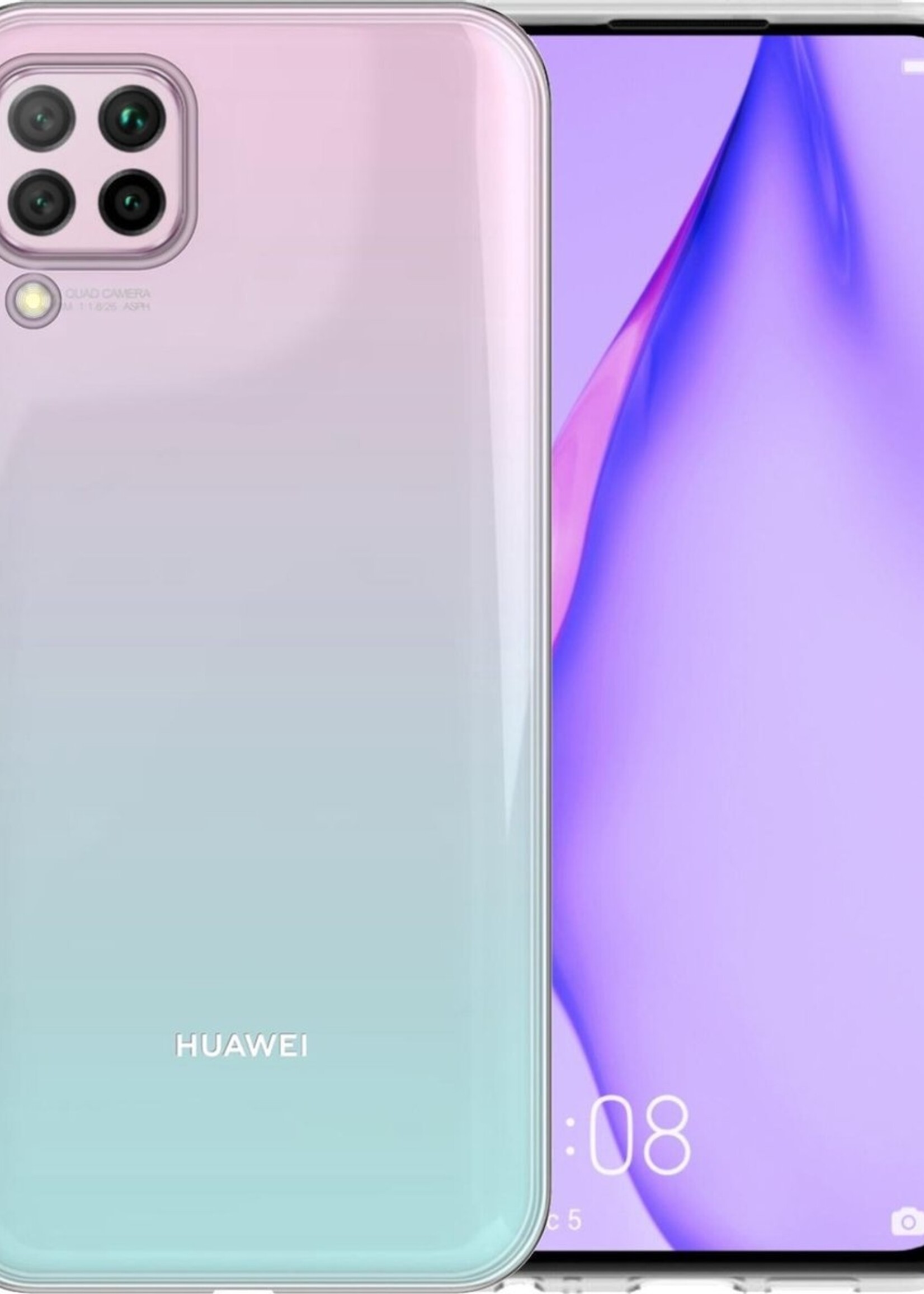 LUQ Hoesje Geschikt voor Huawei P40 Lite Hoesje Siliconen Case - Hoes Geschikt voor Huawei P40 Lite Hoes Siliconen - Transparant