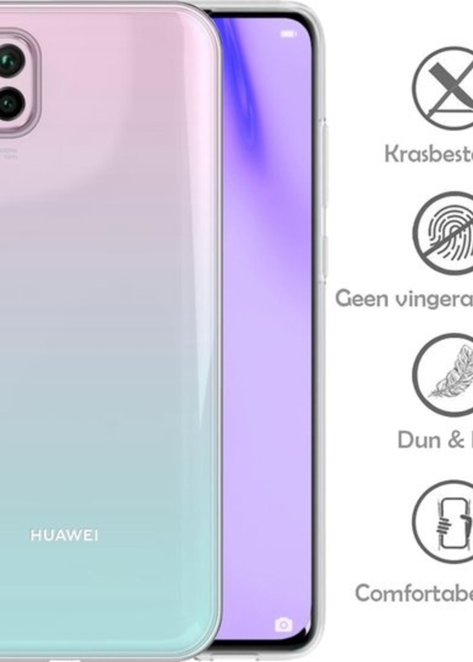 LUQ Hoesje Geschikt voor Huawei P40 Lite Hoesje Siliconen Case - Hoes Geschikt voor Huawei P40 Lite Hoes Siliconen - Transparant