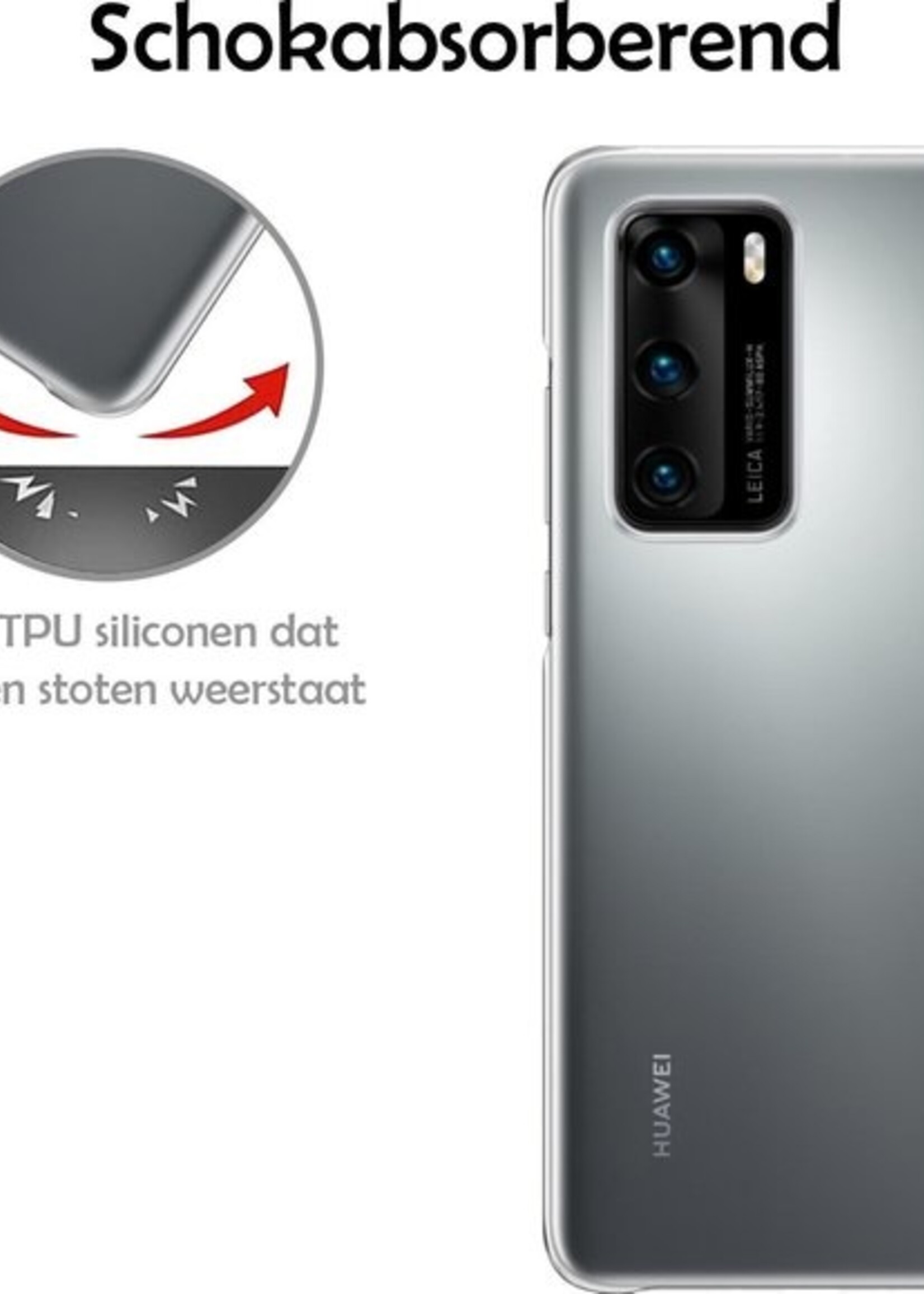 LUQ Hoesje Geschikt voor Huawei P40 Hoesje Siliconen Case - Hoes Geschikt voor Huawei P40 Hoes Siliconen - Transparant