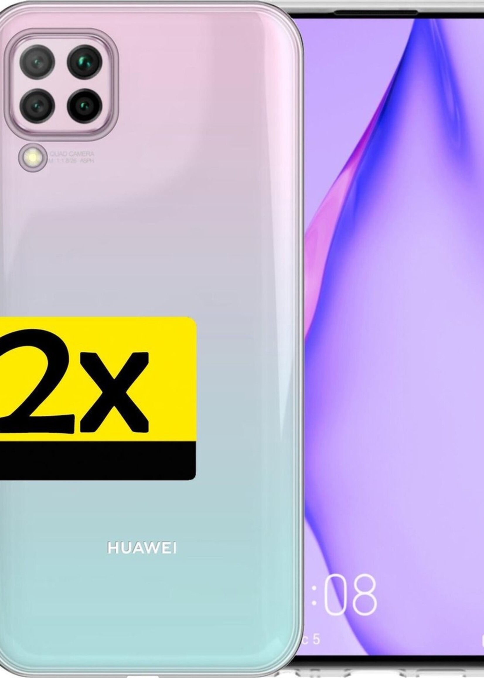 LUQ Hoesje Geschikt voor Huawei P40 Lite Hoesje Siliconen Case - Hoes Geschikt voor Huawei P40 Lite Hoes Siliconen - Transparant - 2 Stuks