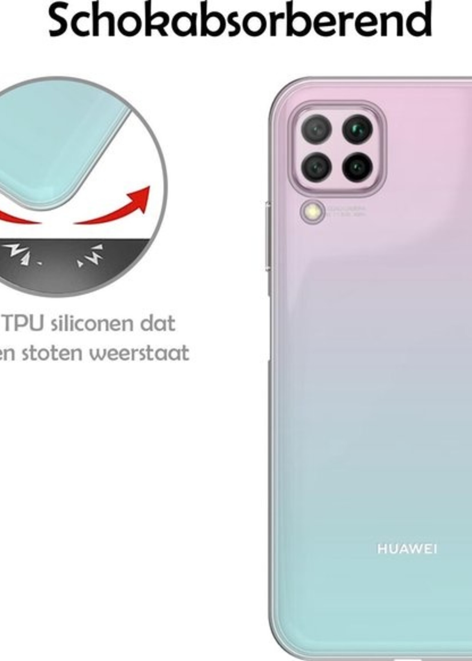 LUQ Hoesje Geschikt voor Huawei P40 Lite Hoesje Siliconen Case - Hoes Geschikt voor Huawei P40 Lite Hoes Siliconen - Transparant - 2 Stuks