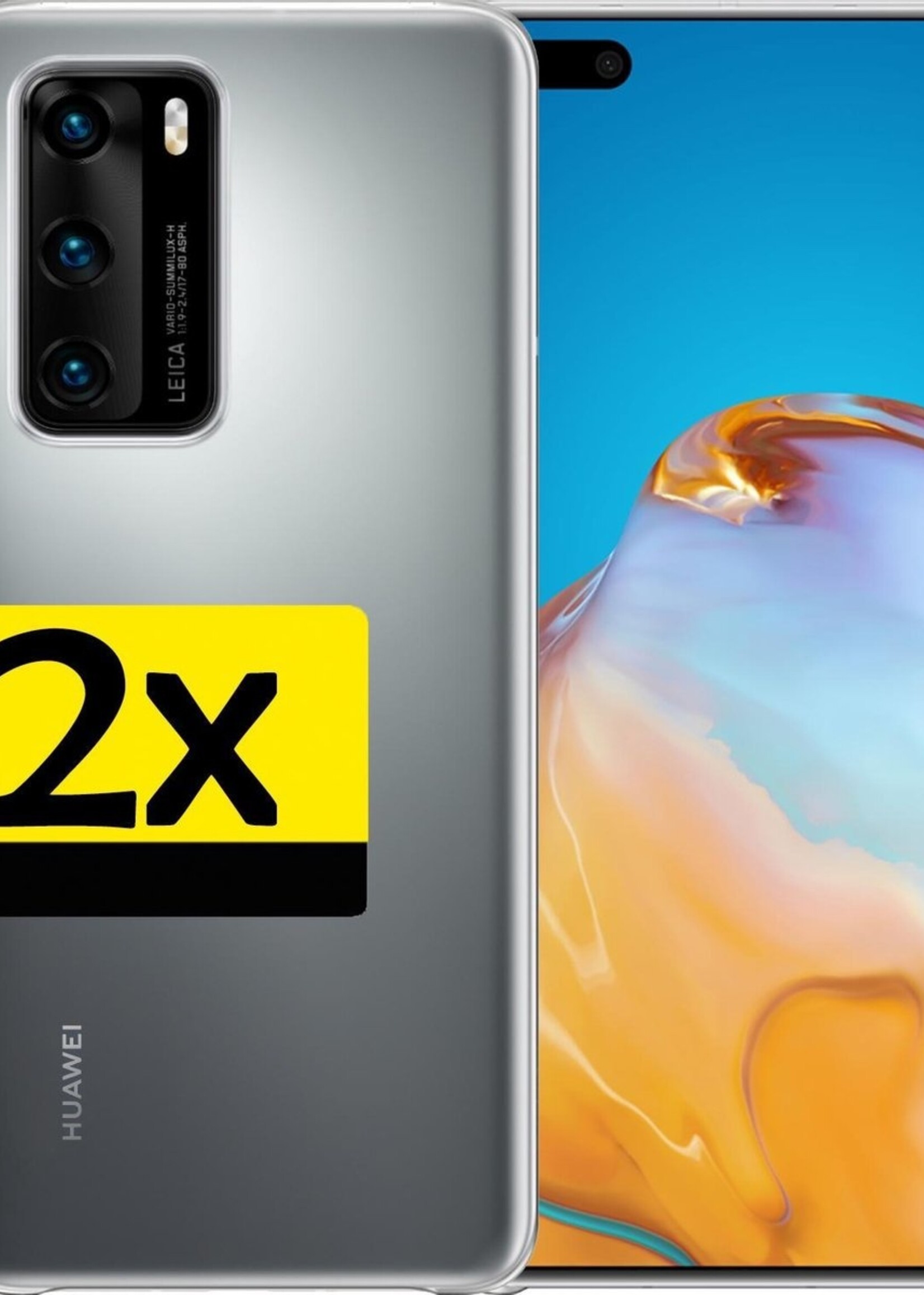 LUQ Hoesje Geschikt voor Huawei P40 Hoesje Siliconen Case - Hoes Geschikt voor Huawei P40 Hoes Siliconen - Transparant - 2 Stuks