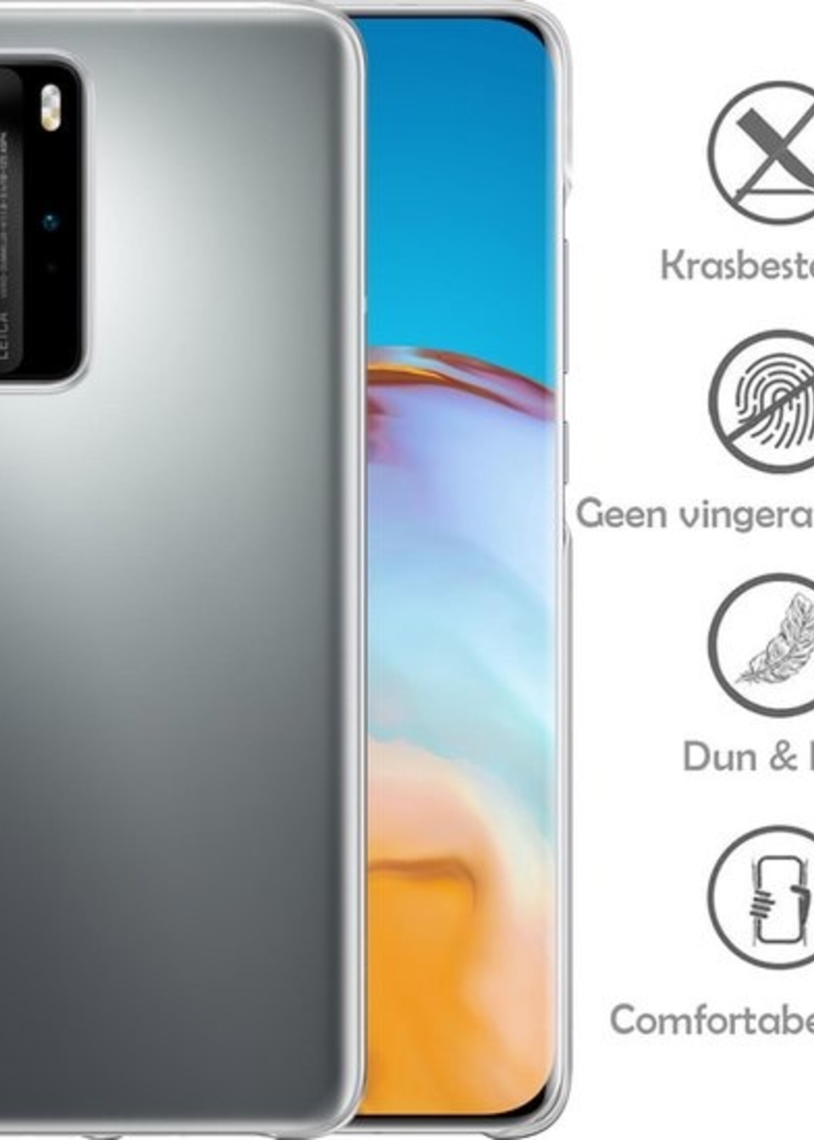LUQ Hoesje Geschikt voor Huawei P40 Pro Hoesje Siliconen Case - Hoes Geschikt voor Huawei P40 Pro Hoes Siliconen - Transparant - 2 Stuks