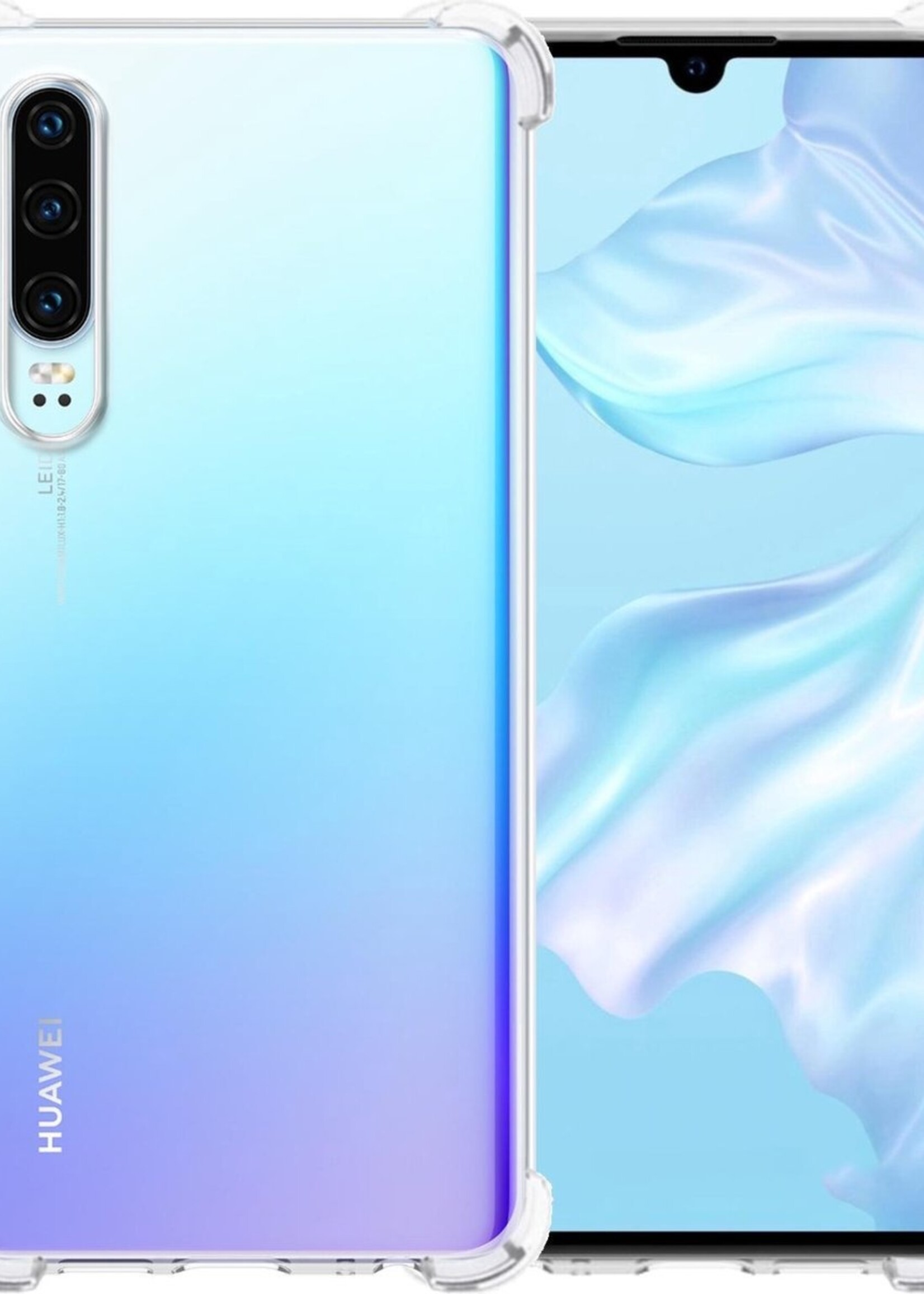 LUQ Hoesje Geschikt voor Huawei P30 Hoesje Shockproof Case Siliconen - Hoes Geschikt voor Huawei P30 Hoes Cover Siliconen - Transparant