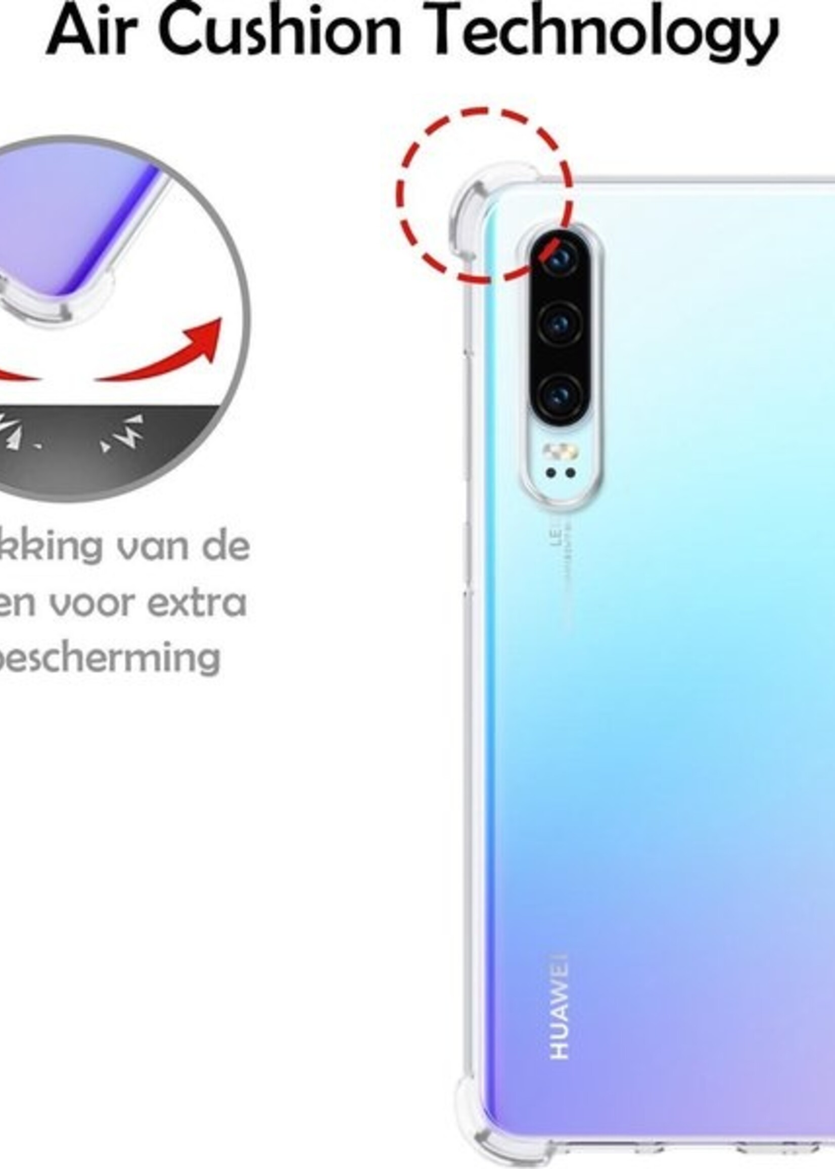 LUQ Hoesje Geschikt voor Huawei P30 Hoesje Shockproof Case Siliconen - Hoes Geschikt voor Huawei P30 Hoes Cover Siliconen - Transparant