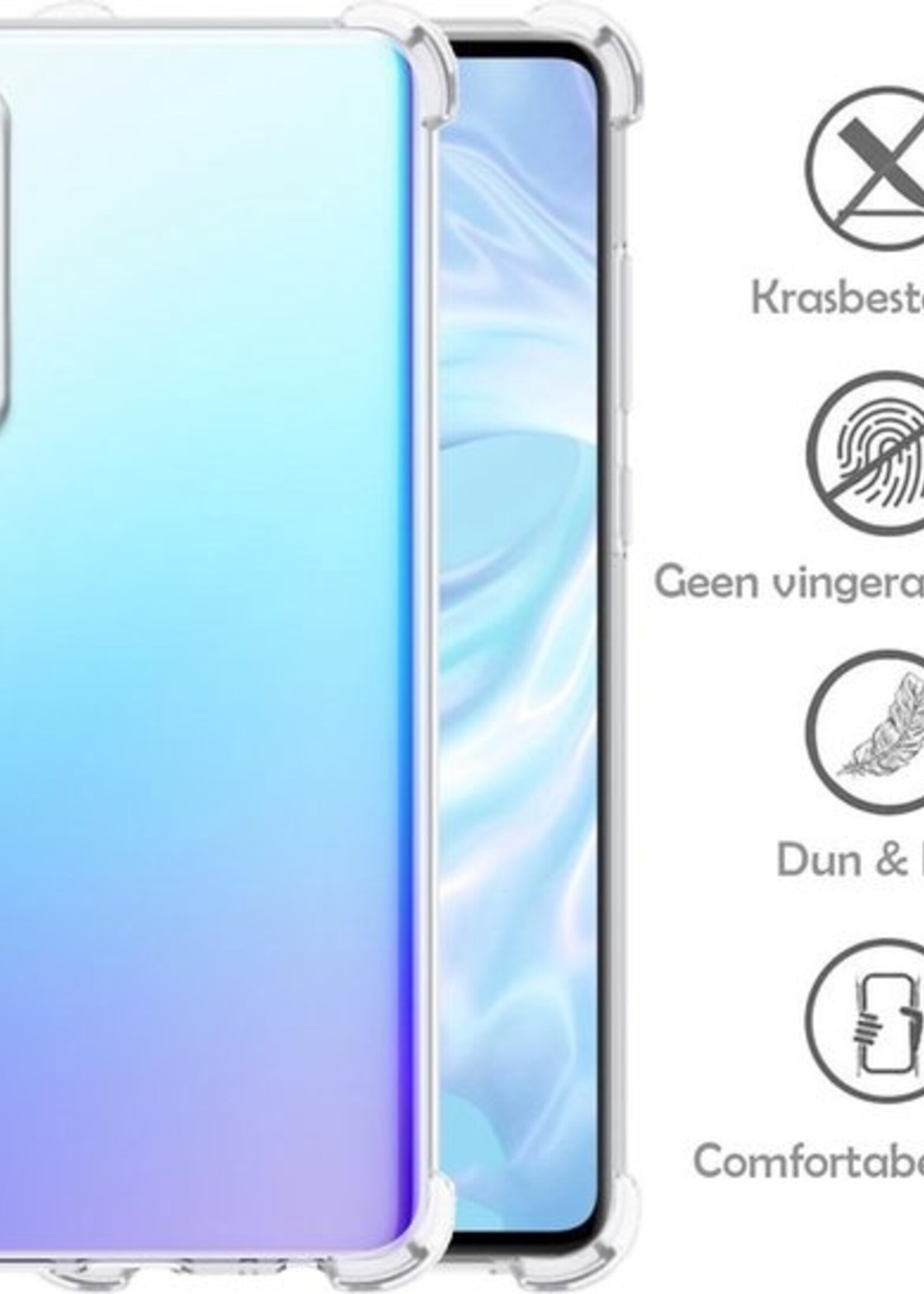 LUQ Hoesje Geschikt voor Huawei P30 Hoesje Shockproof Case Siliconen - Hoes Geschikt voor Huawei P30 Hoes Cover Siliconen - Transparant