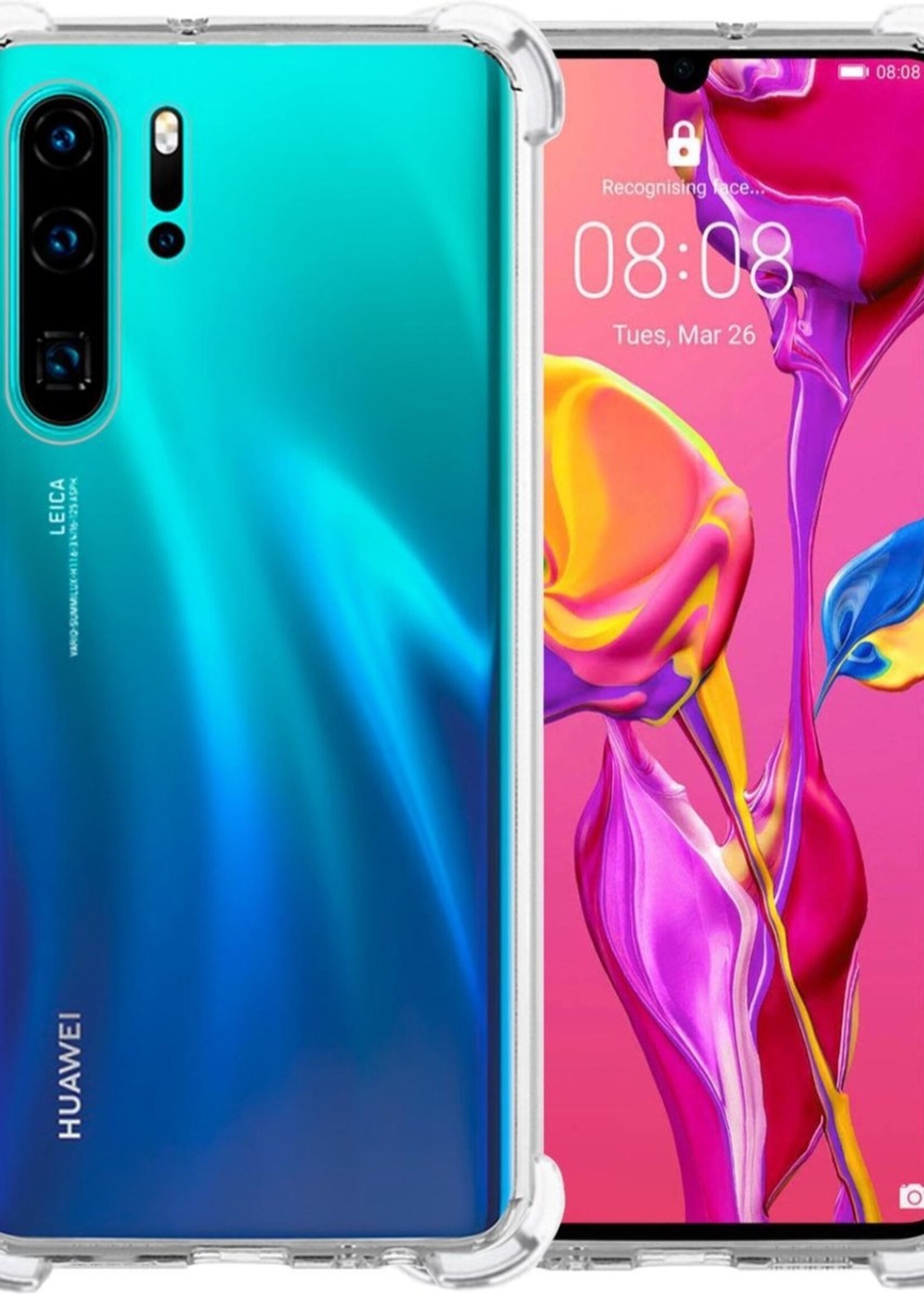 LUQ Hoesje Geschikt voor Huawei P30 Pro Hoesje Shockproof Case Siliconen - Hoes Geschikt voor Huawei P30 Pro Hoes Cover Siliconen - Transparant