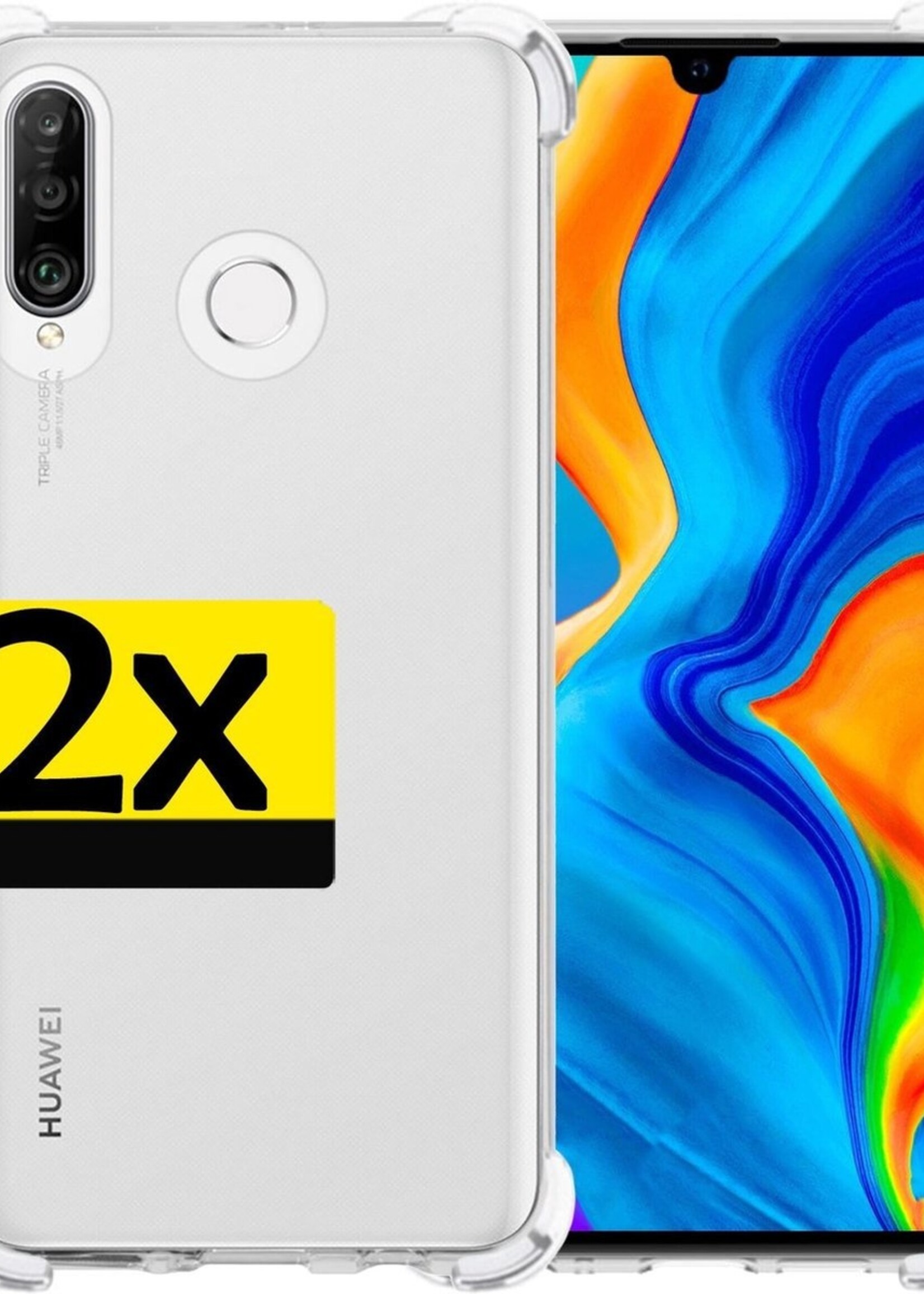 LUQ Hoesje Geschikt voor Huawei P30 Lite Hoesje Shockproof Case Siliconen - Hoes Geschikt voor Huawei P30 Lite Hoes Cover Siliconen - Transparant - 2 Stuks