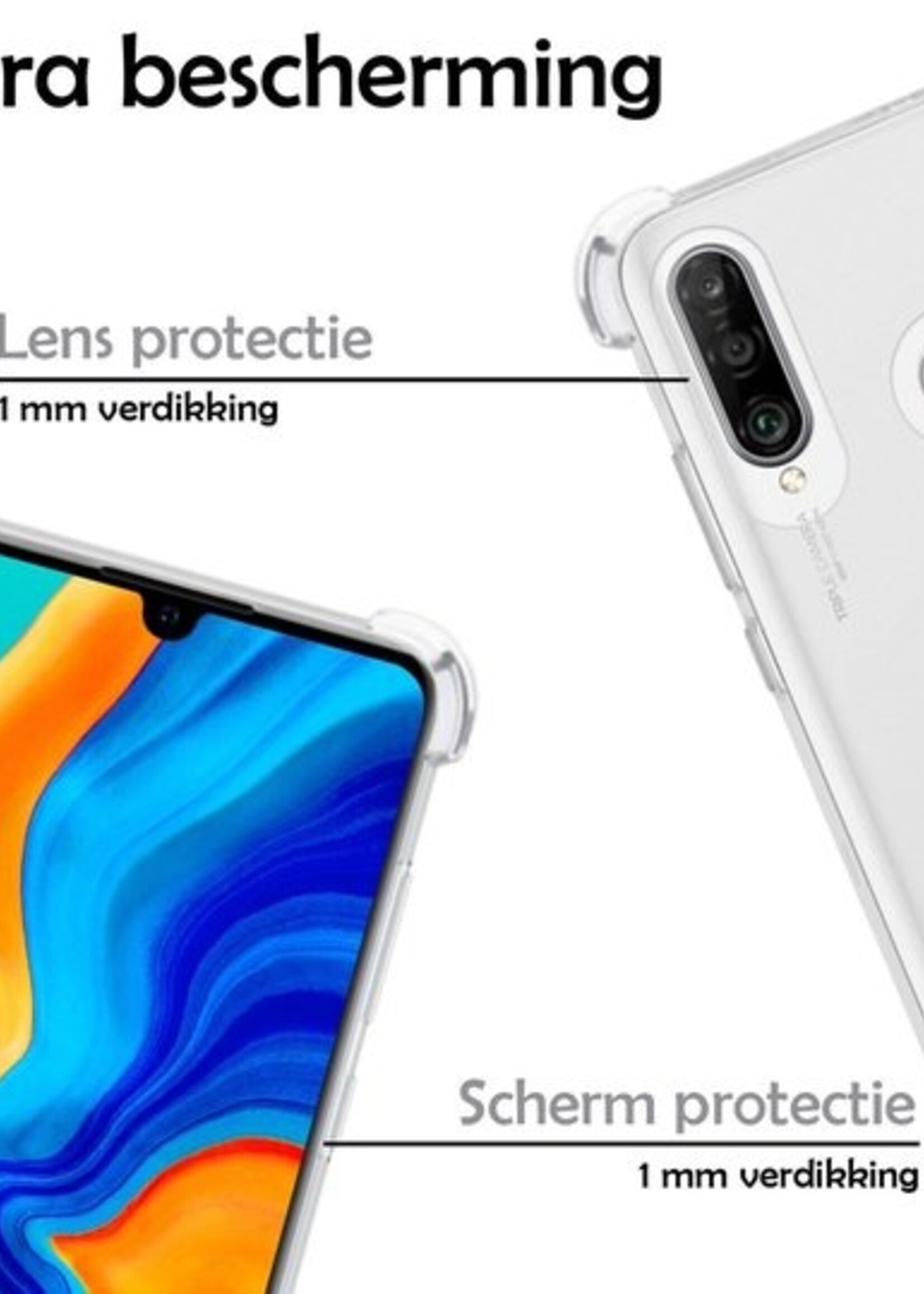 LUQ Hoesje Geschikt voor Huawei P30 Lite Hoesje Shockproof Case Siliconen - Hoes Geschikt voor Huawei P30 Lite Hoes Cover Siliconen - Transparant - 2 Stuks