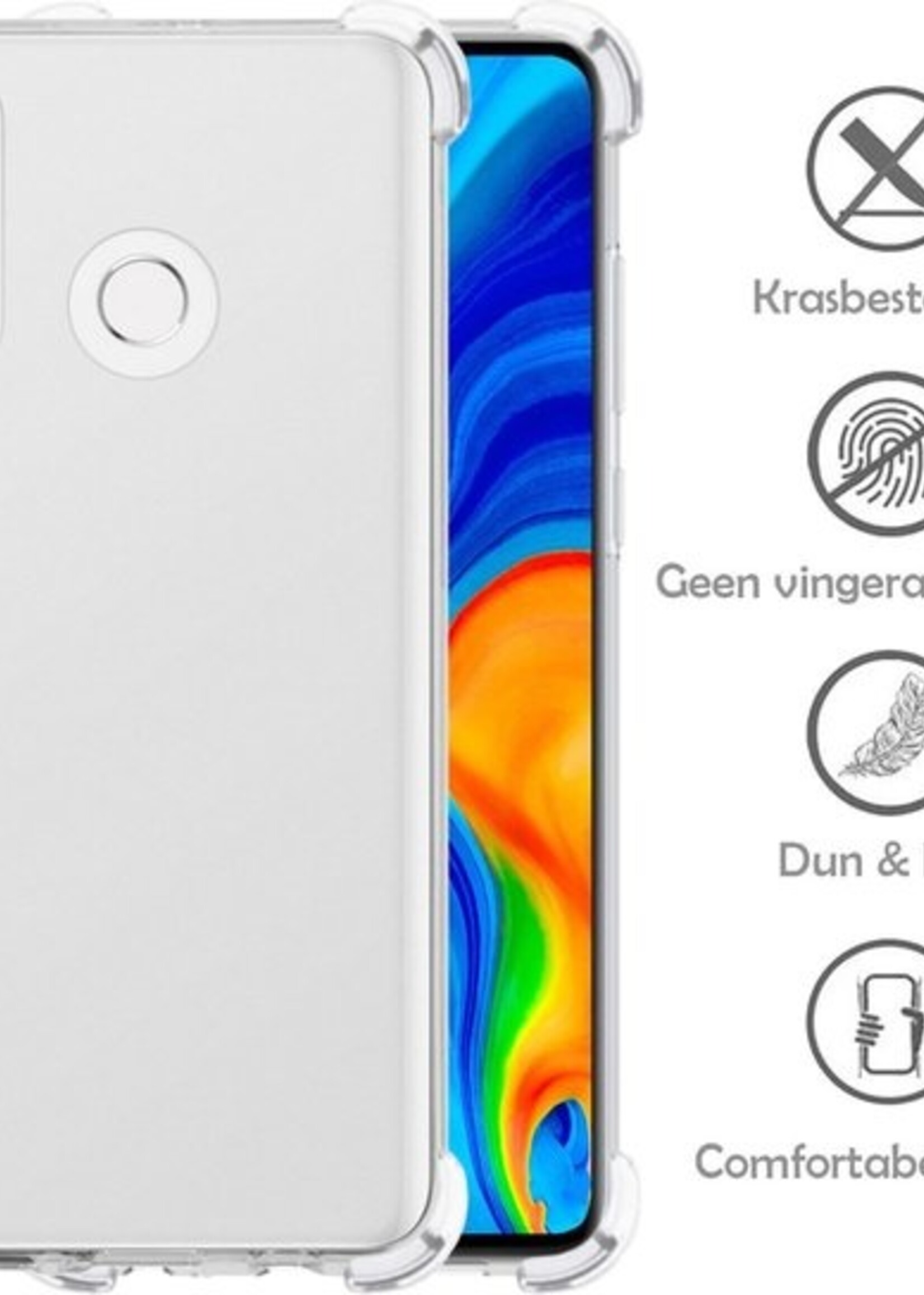 LUQ Hoesje Geschikt voor Huawei P30 Lite Hoesje Shockproof Case Siliconen - Hoes Geschikt voor Huawei P30 Lite Hoes Cover Siliconen - Transparant - 2 Stuks