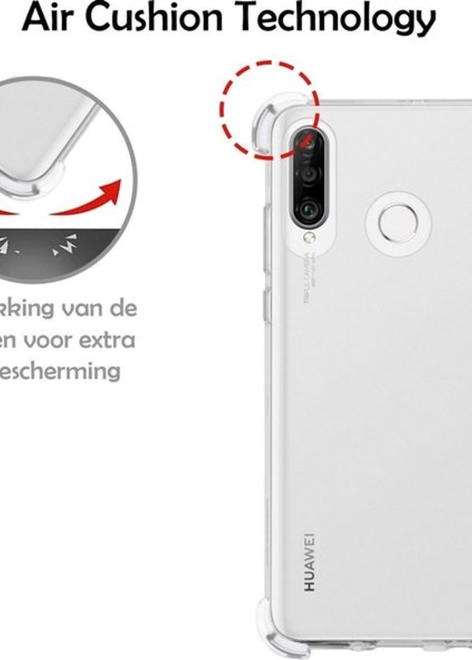 LUQ Hoesje Geschikt voor Huawei P30 Lite Hoesje Shockproof Case Siliconen - Hoes Geschikt voor Huawei P30 Lite Hoes Cover Siliconen - Transparant - 2 Stuks
