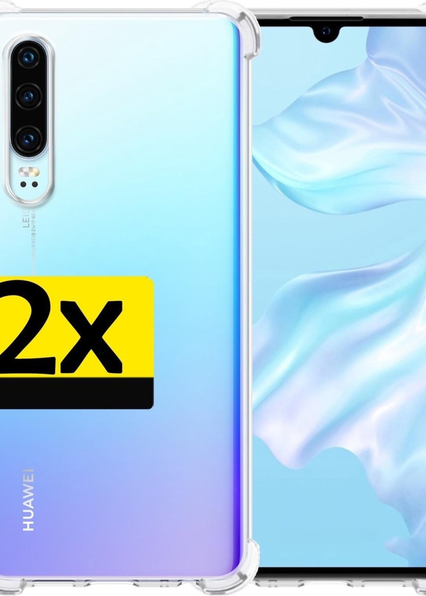 LUQ Hoesje Geschikt voor Huawei P30 Hoesje Shockproof Case Siliconen - Hoes Geschikt voor Huawei P30 Hoes Cover Siliconen - Transparant - 2 Stuks