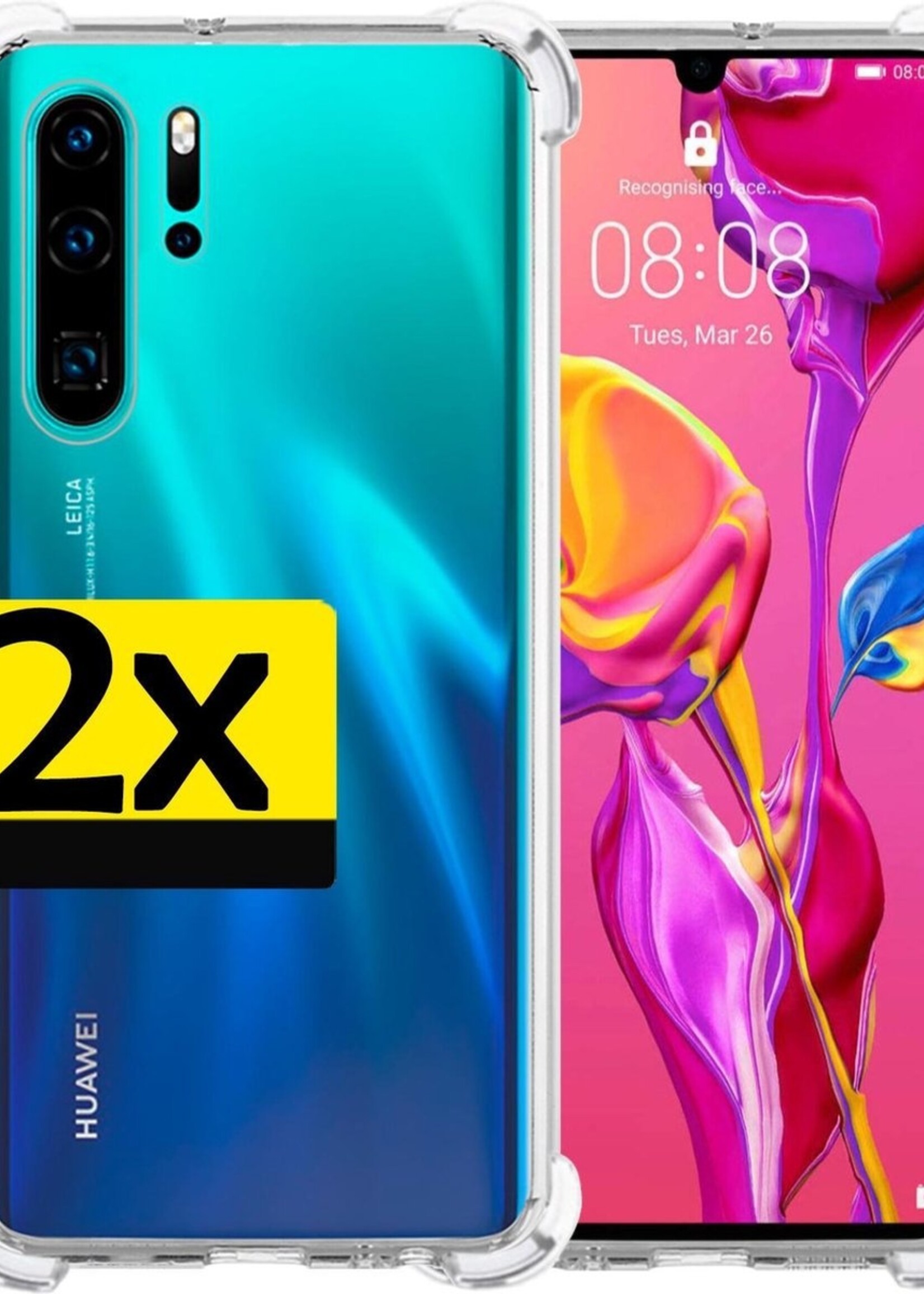LUQ Hoesje Geschikt voor Huawei P30 Pro Hoesje Shockproof Case Siliconen - Hoes Geschikt voor Huawei P30 Pro Hoes Cover Siliconen - Transparant - 2 Stuks