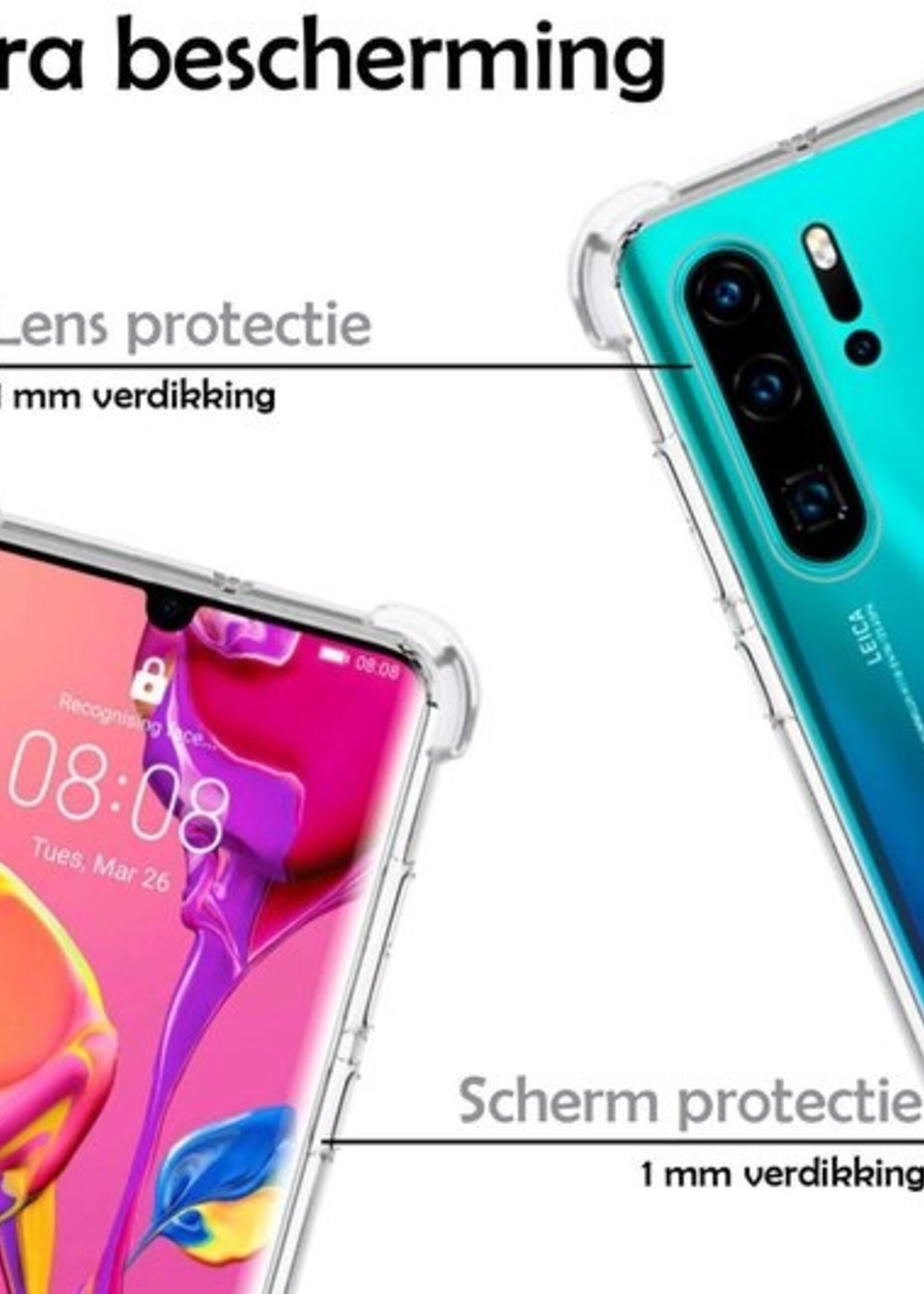 LUQ Hoesje Geschikt voor Huawei P30 Pro Hoesje Shockproof Case Siliconen - Hoes Geschikt voor Huawei P30 Pro Hoes Cover Siliconen - Transparant - 2 Stuks