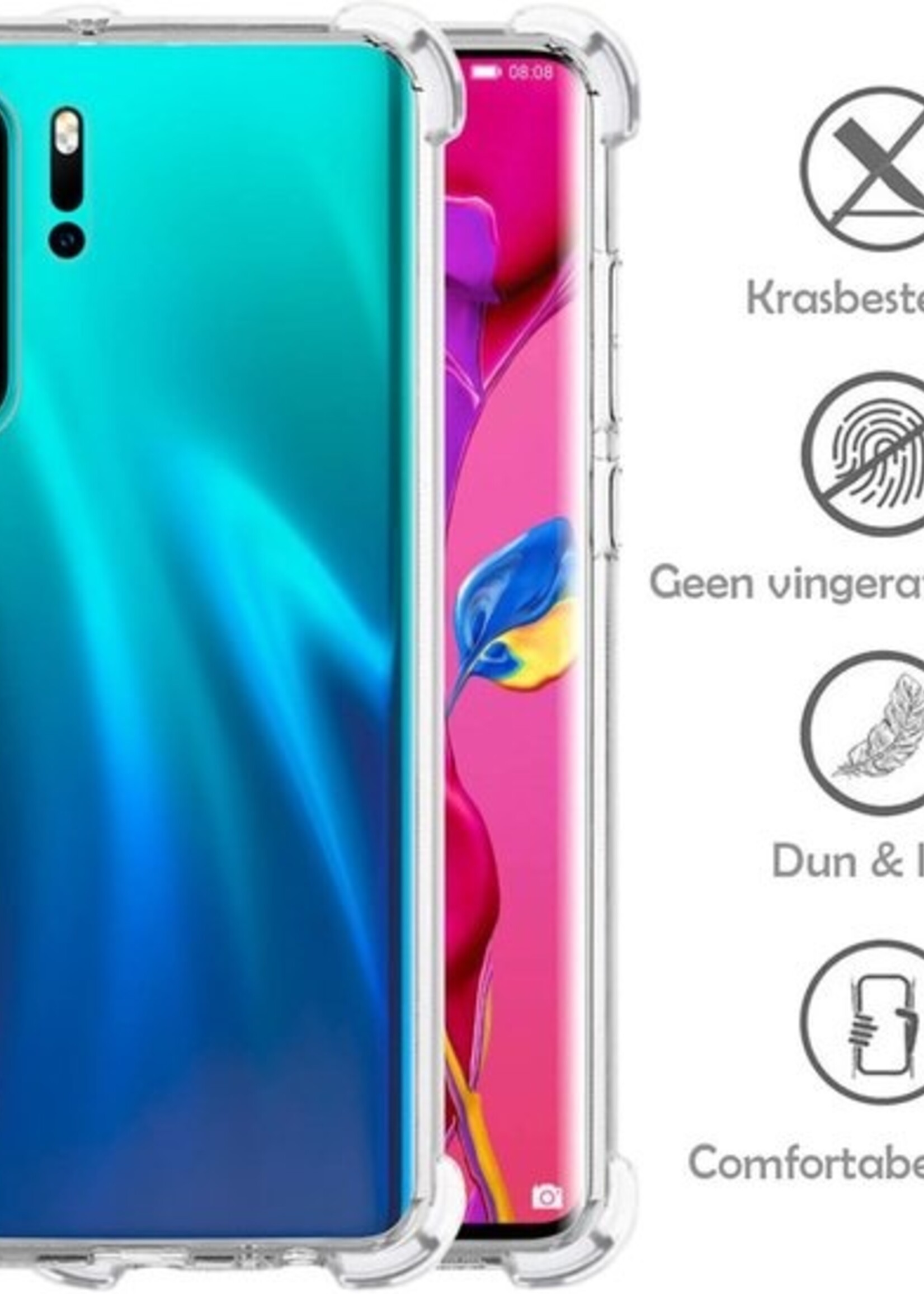 LUQ Hoesje Geschikt voor Huawei P30 Pro Hoesje Shockproof Case Siliconen - Hoes Geschikt voor Huawei P30 Pro Hoes Cover Siliconen - Transparant - 2 Stuks