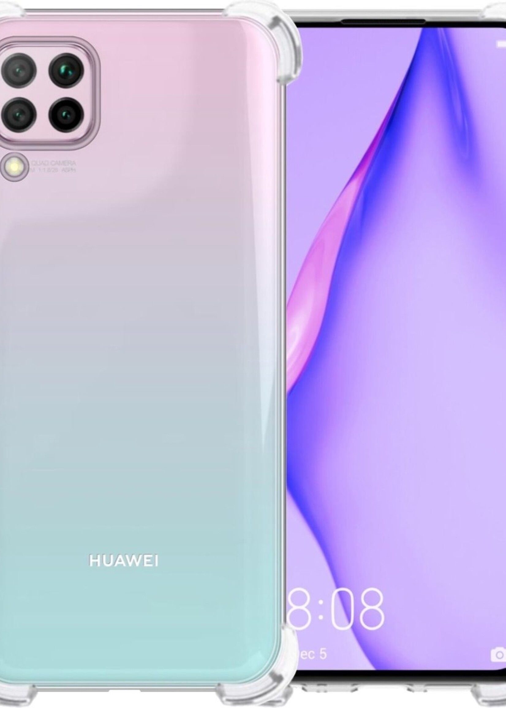 LUQ Hoesje Geschikt voor Huawei P40 Lite Hoesje Shockproof Case Siliconen - Hoes Geschikt voor Huawei P40 Lite Hoes Cover Siliconen - Transparant