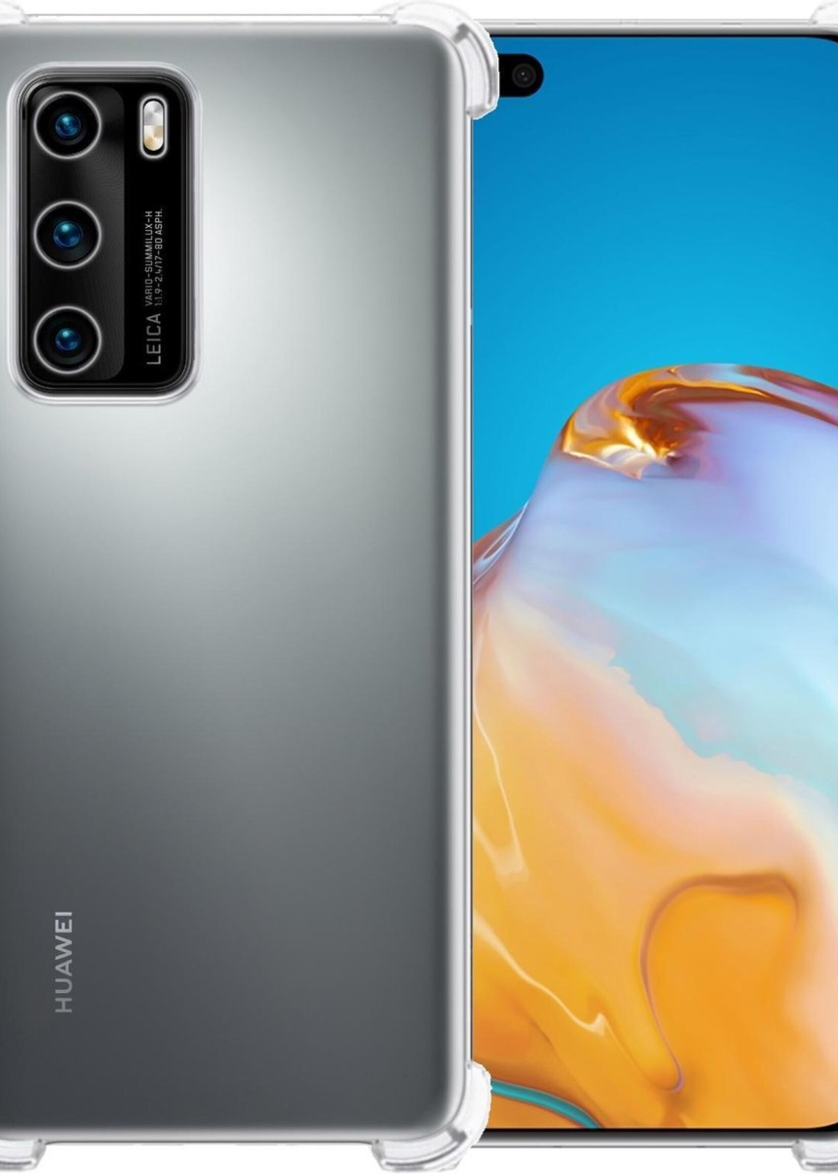 LUQ Hoesje Geschikt voor Huawei P40 Hoesje Shockproof Case Siliconen - Hoes Geschikt voor Huawei P40 Hoes Cover Siliconen - Transparant