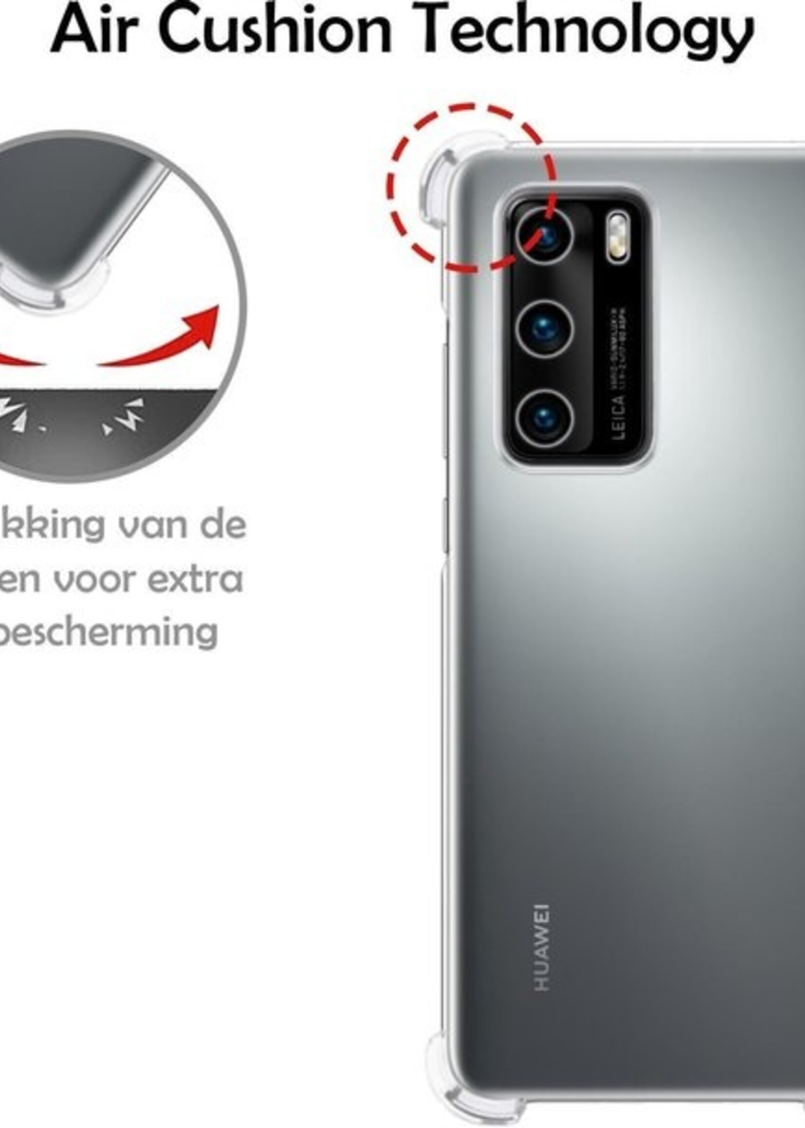 LUQ Hoesje Geschikt voor Huawei P40 Hoesje Shockproof Case Siliconen - Hoes Geschikt voor Huawei P40 Hoes Cover Siliconen - Transparant