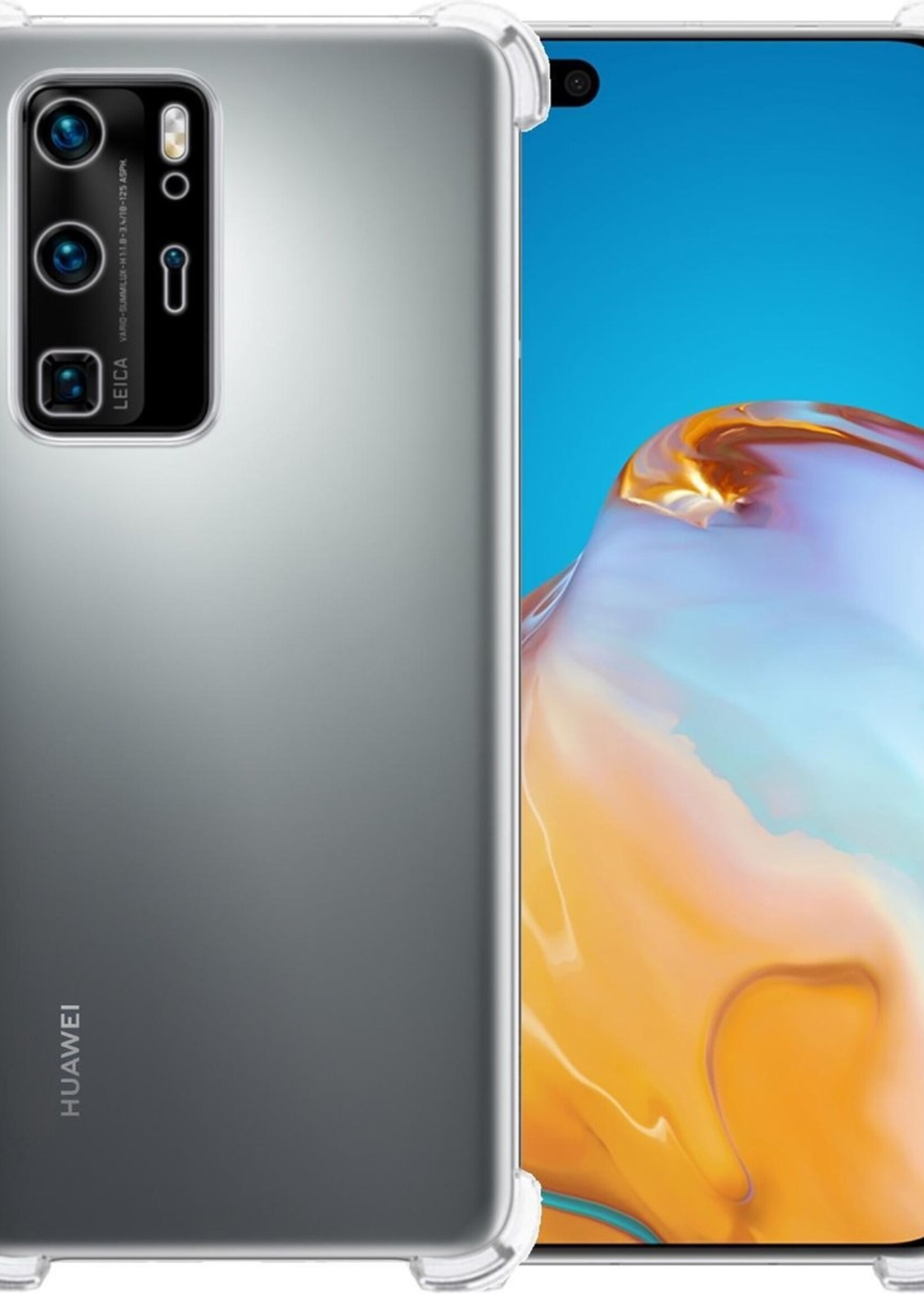 LUQ Hoesje Geschikt voor Huawei P40 Pro Hoesje Shockproof Case Siliconen - Hoes Geschikt voor Huawei P40 Pro Hoes Cover Siliconen - Transparant