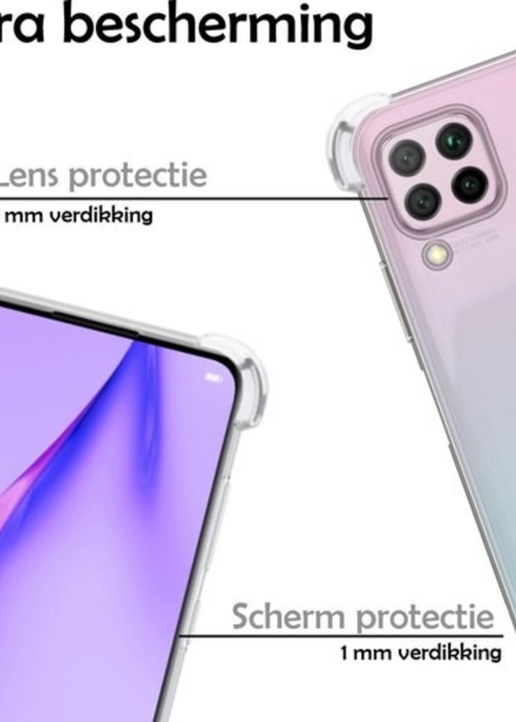 LUQ Hoesje Geschikt voor Huawei P40 Lite Hoesje Shockproof Case Siliconen - Hoes Geschikt voor Huawei P40 Lite Hoes Cover Siliconen - Transparant - 2 Stuks