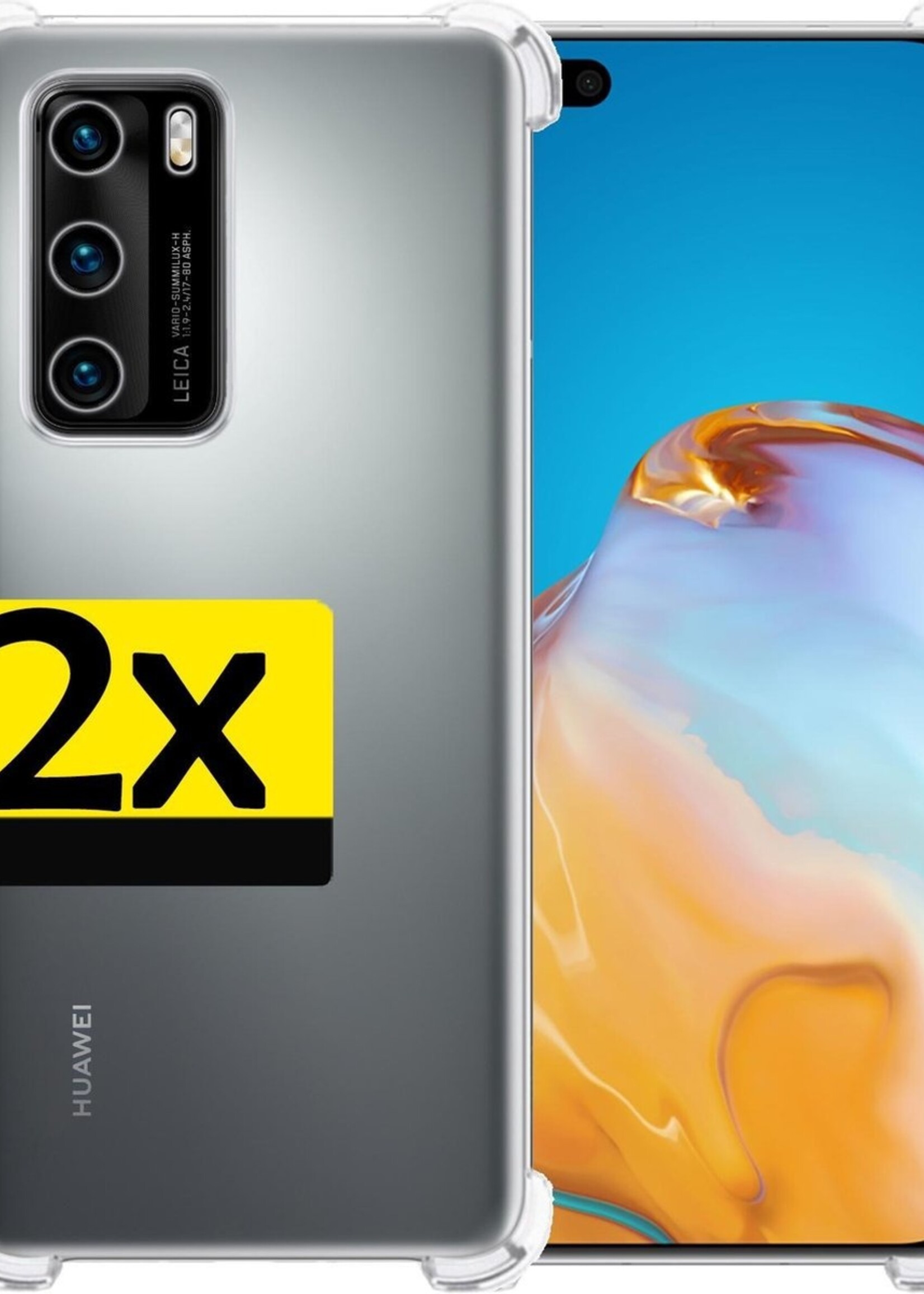 LUQ Hoesje Geschikt voor Huawei P40 Hoesje Shockproof Case Siliconen - Hoes Geschikt voor Huawei P40 Hoes Cover Siliconen - Transparant - 2 Stuks