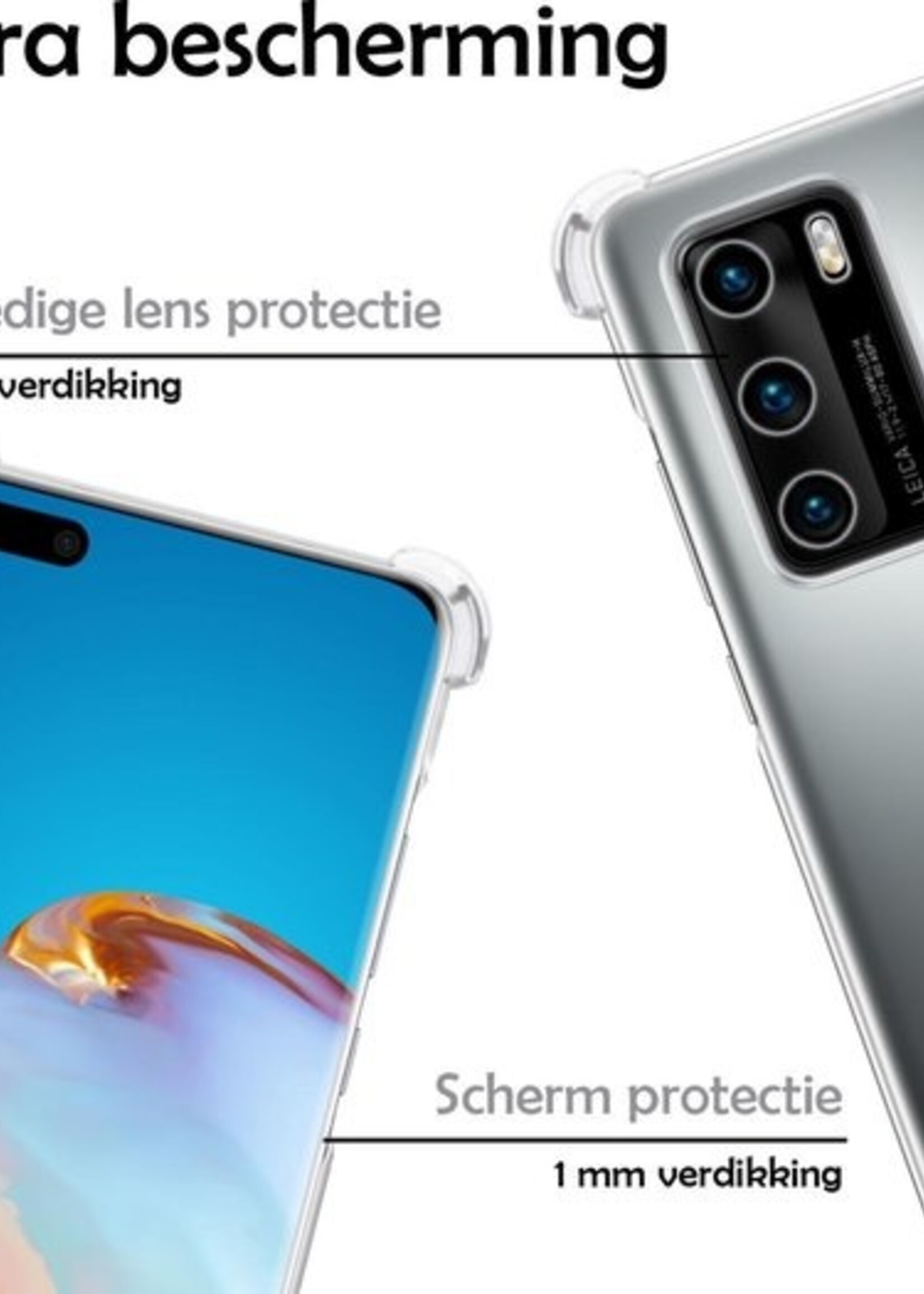 LUQ Hoesje Geschikt voor Huawei P40 Hoesje Shockproof Case Siliconen - Hoes Geschikt voor Huawei P40 Hoes Cover Siliconen - Transparant - 2 Stuks
