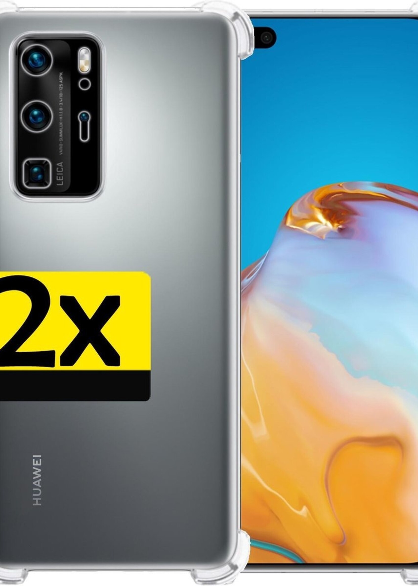 LUQ Hoesje Geschikt voor Huawei P40 Pro Hoesje Shockproof Case Siliconen - Hoes Geschikt voor Huawei P40 Pro Hoes Cover Siliconen - Transparant - 2 Stuks