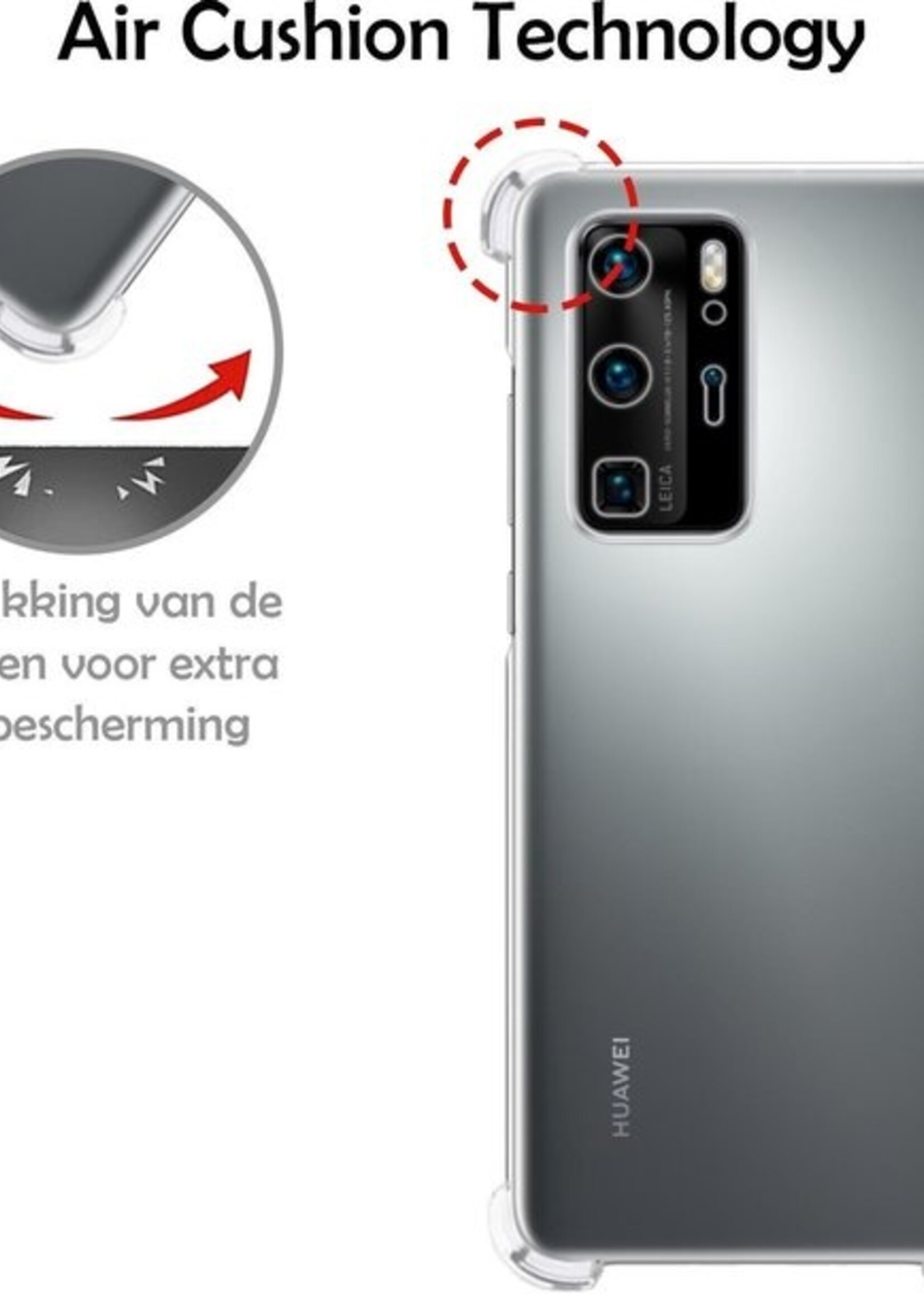 LUQ Hoesje Geschikt voor Huawei P40 Pro Hoesje Shockproof Case Siliconen - Hoes Geschikt voor Huawei P40 Pro Hoes Cover Siliconen - Transparant - 2 Stuks
