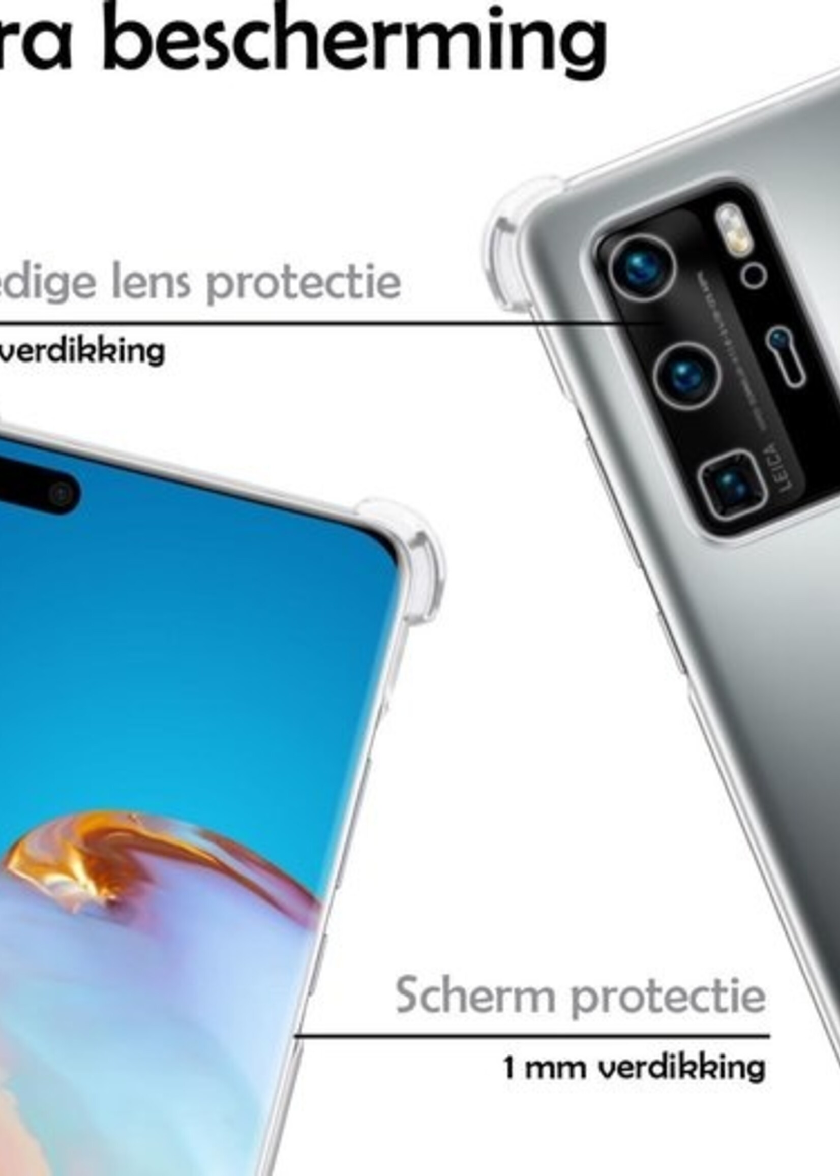 LUQ Hoesje Geschikt voor Huawei P40 Pro Hoesje Shockproof Case Siliconen - Hoes Geschikt voor Huawei P40 Pro Hoes Cover Siliconen - Transparant - 2 Stuks