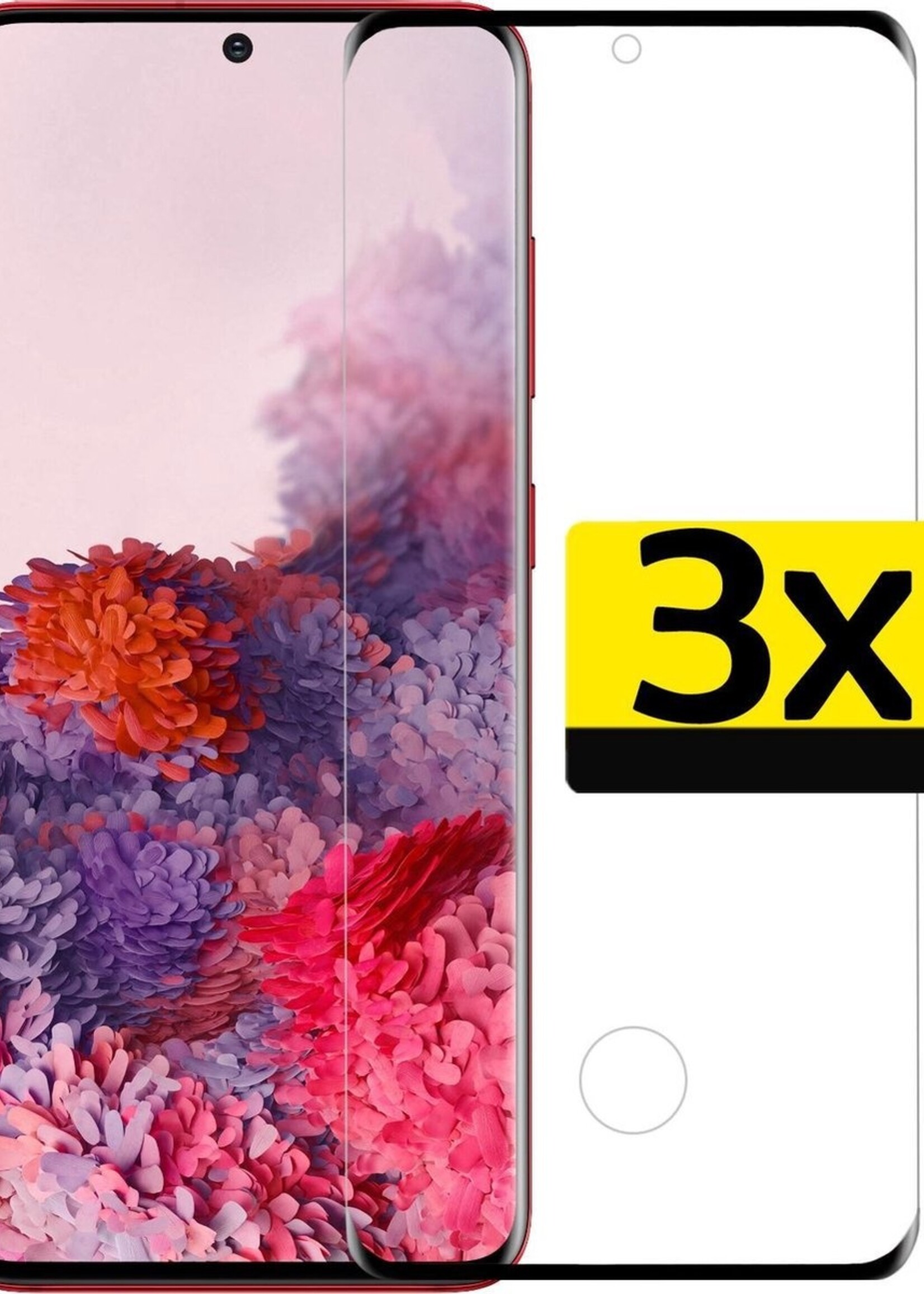 LUQ Screenprotector Geschikt voor Samsung S20 Screenprotector Glas Full Cover - Screenprotector Geschikt voor Samsung Galaxy S20 Screenprotector Full Cover - 3 Stuks