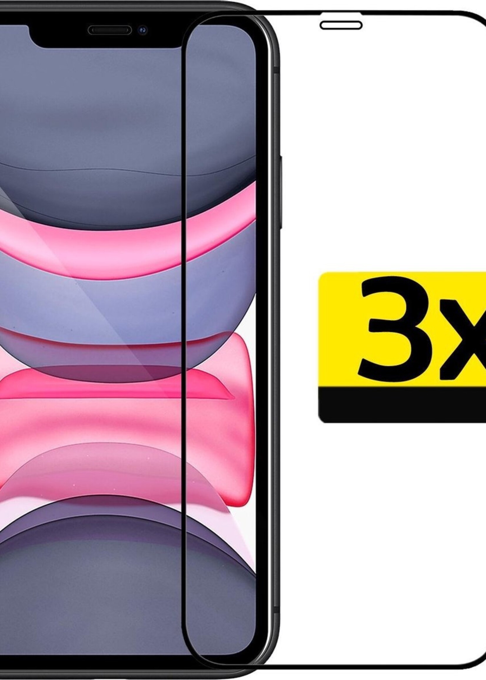 LUQ Screenprotector Geschikt voor iPhone XR Screenprotector Glas Full Cover - Screenprotector Geschikt voor iPhone XR Screenprotector Full Cover - 3 Stuks