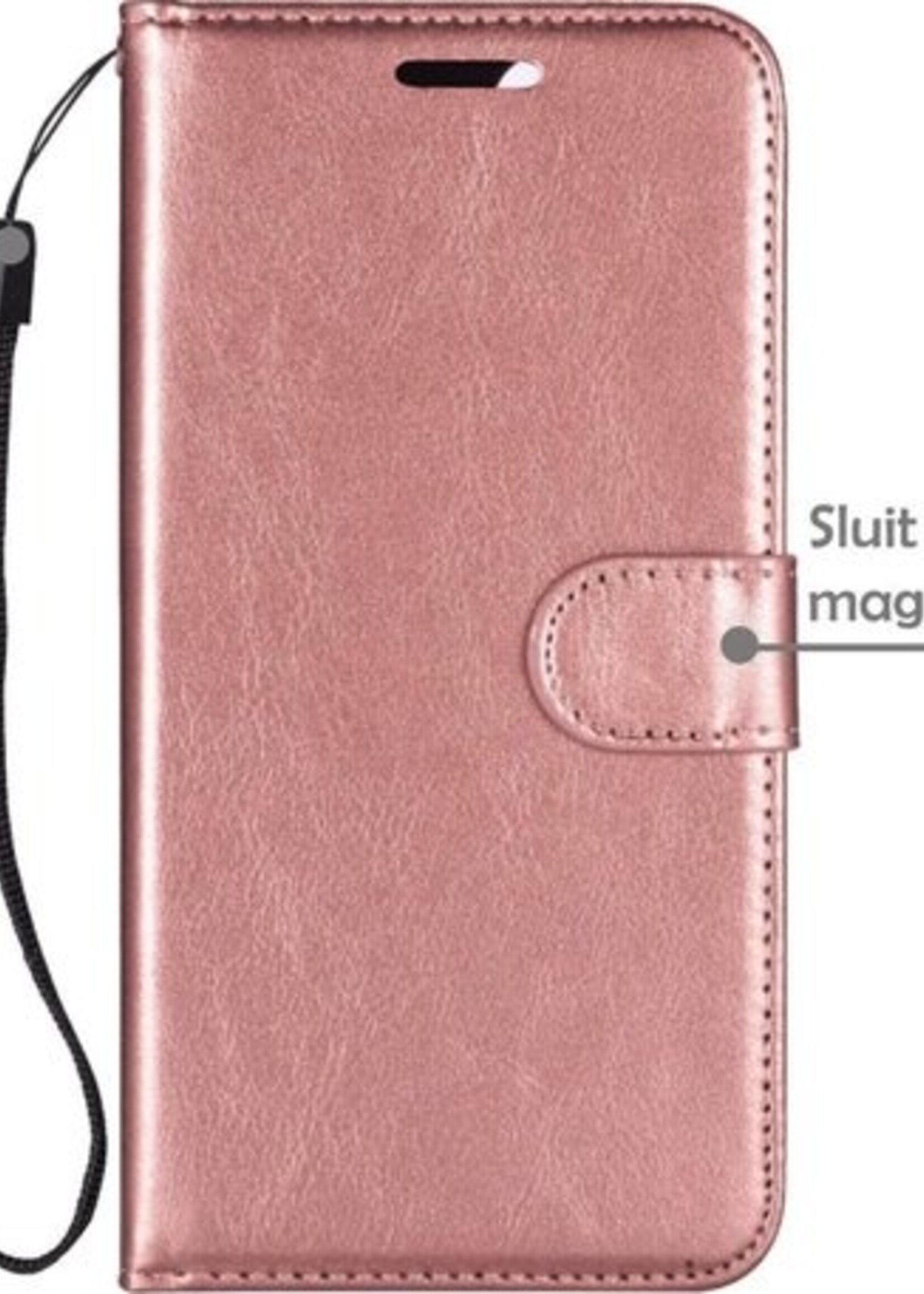 LUQ Hoesje Geschikt voor iPhone 12 Mini Hoesje Book Case Hoes Wallet Cover - Hoes Geschikt voor iPhone 12 Mini Hoesje Bookcase Hoes - Rosé goud