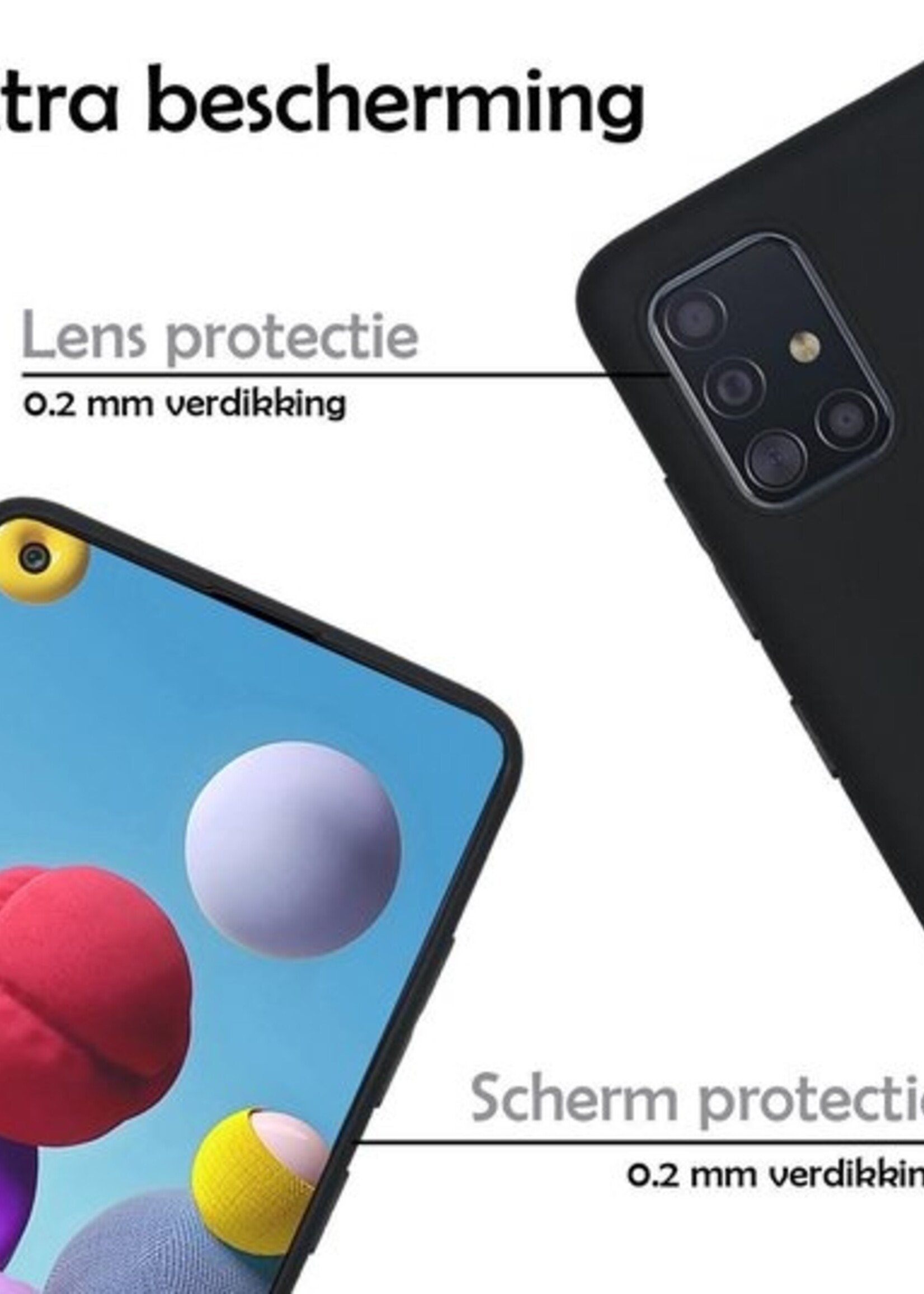LUQ Hoesje Geschikt voor Samsung A21s Hoesje Siliconen Case Met Screenprotector - Hoes Geschikt voor Samsung Galaxy A21s Hoes Siliconen - Zwart