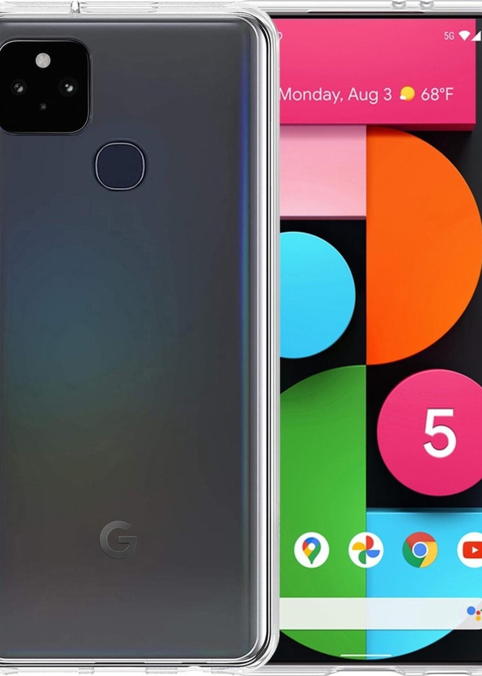 LUQ Hoesje Geschikt voor Google Pixel 5 Hoesje Siliconen Case - Hoes Geschikt voor Google Pixel 5 Hoes Siliconen - Transparant