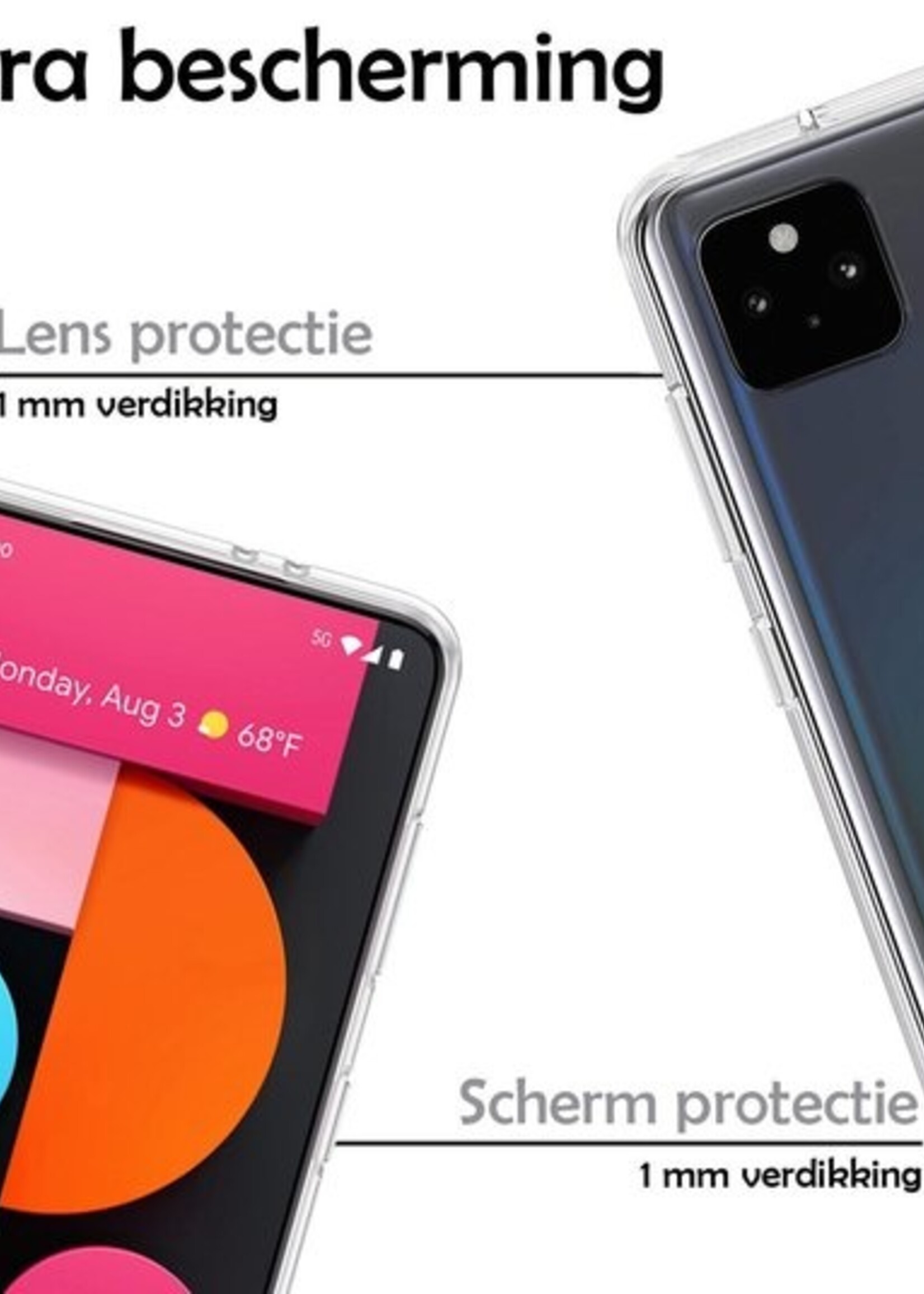 LUQ Hoesje Geschikt voor Google Pixel 5 Hoesje Siliconen Case - Hoes Geschikt voor Google Pixel 5 Hoes Siliconen - Transparant - 2 Stuks
