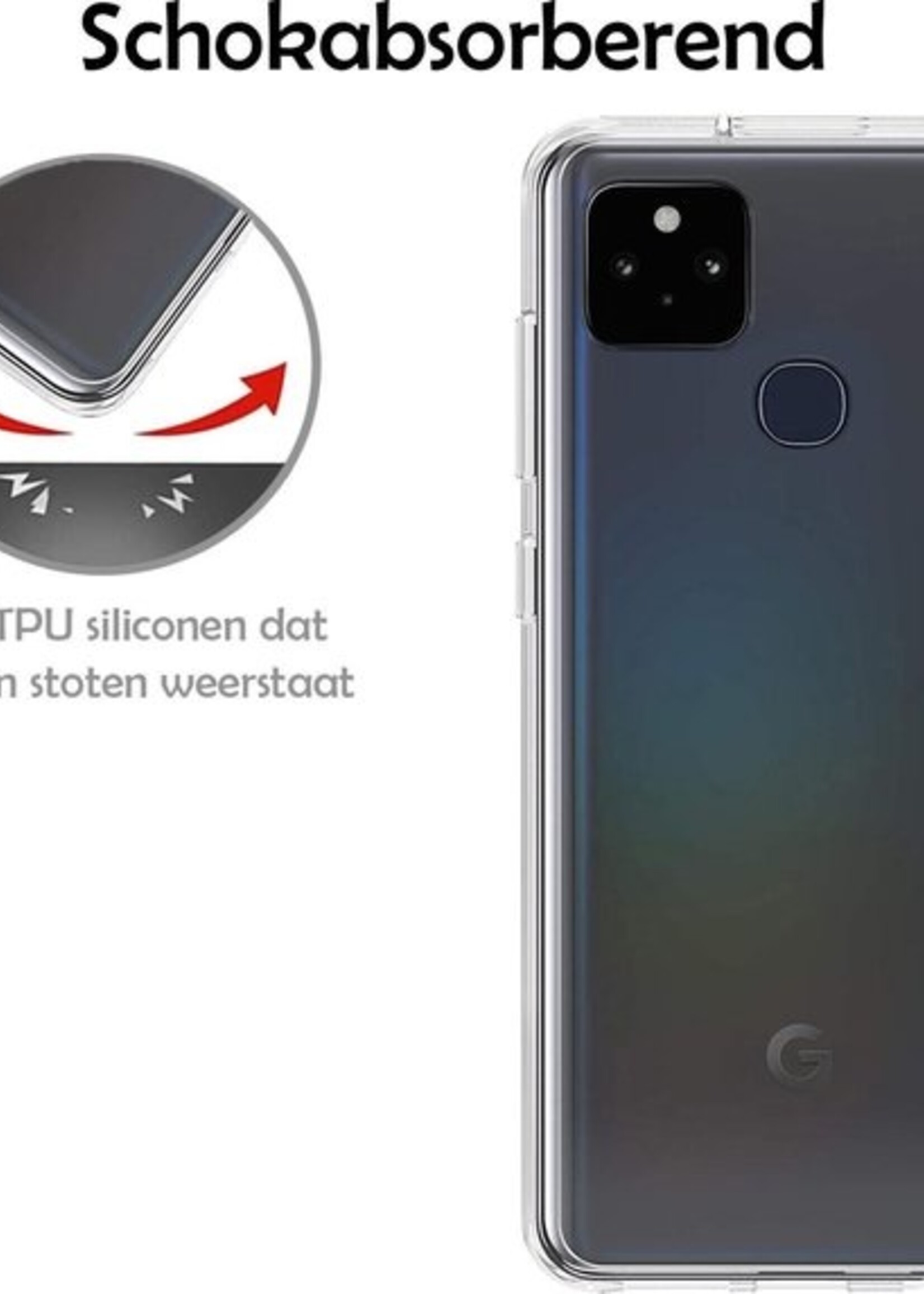 LUQ Hoesje Geschikt voor Google Pixel 5 Hoesje Siliconen Case - Hoes Geschikt voor Google Pixel 5 Hoes Siliconen - Transparant - 2 Stuks