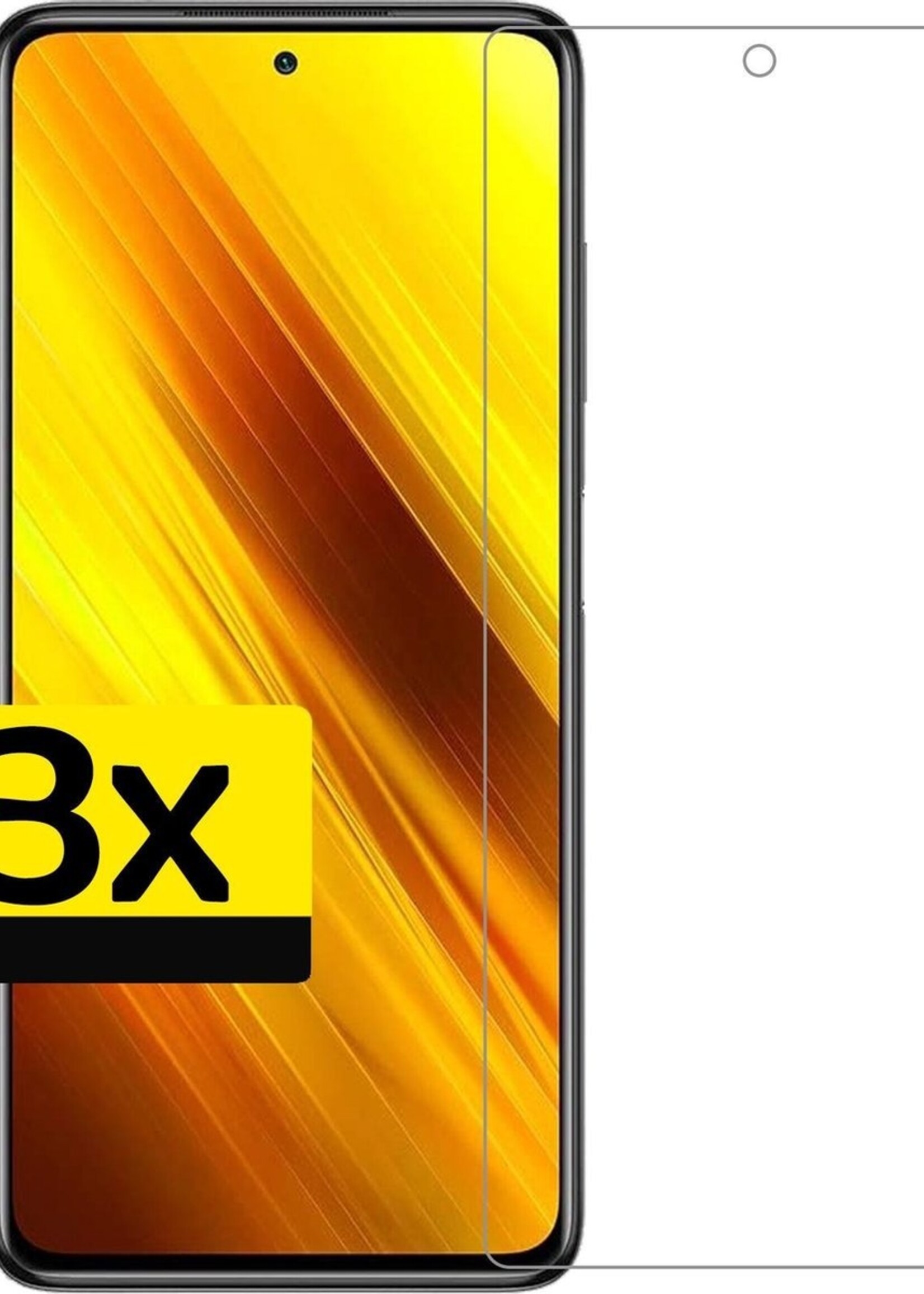 LUQ Screenprotector Geschikt voor Poco X3 Screenprotector Beschermglas Gehard Glas - Screenprotector Geschikt voor Xiaomi Poco X3 Screenprotector Glas - 3 Stuks