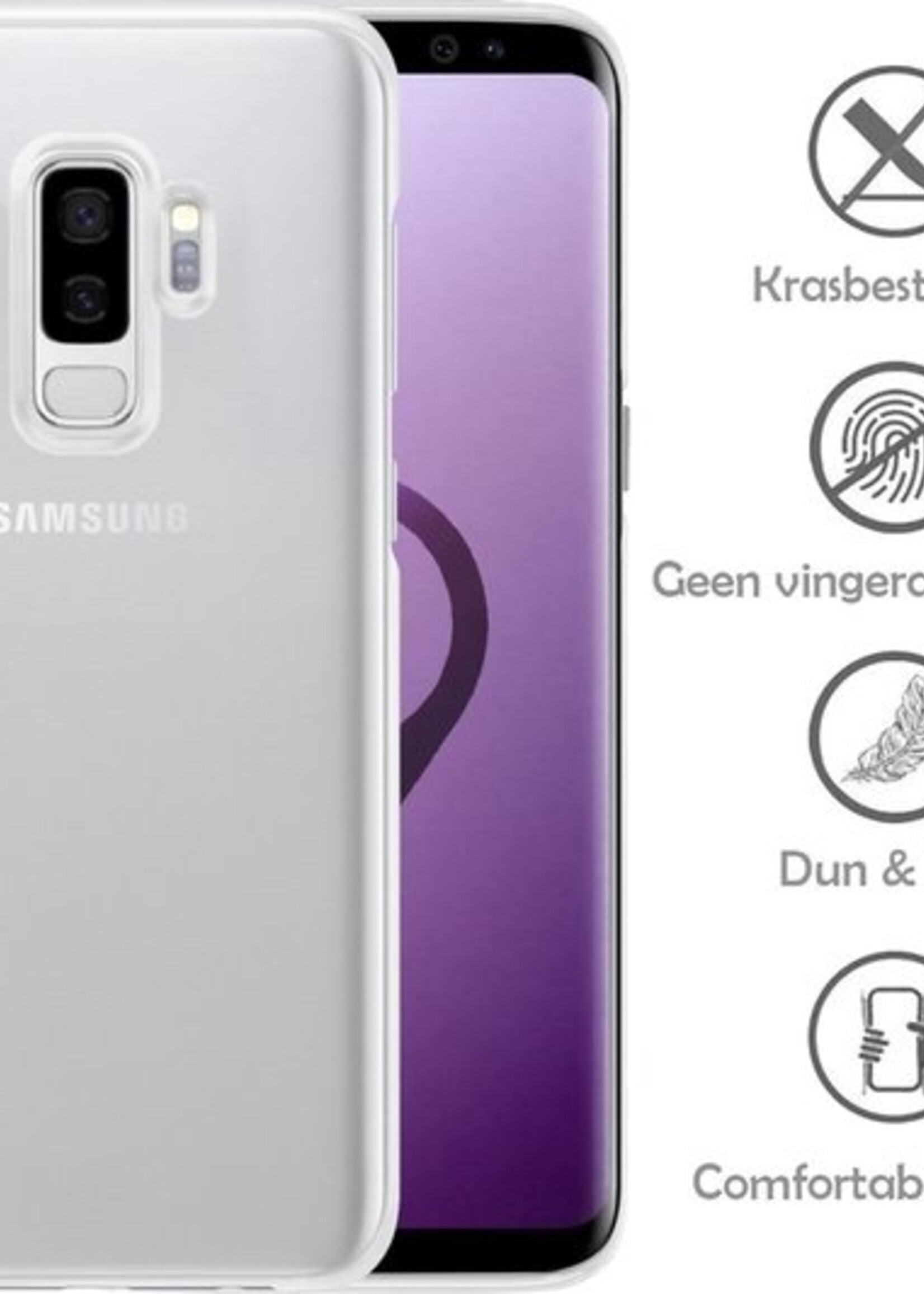 LUQ Hoesje Geschikt voor Samsung S9 Plus Hoesje Siliconen Case - Hoes Geschikt voor Samsung Galaxy S9 Plus Hoes Siliconen - Transparant - 2 Stuks
