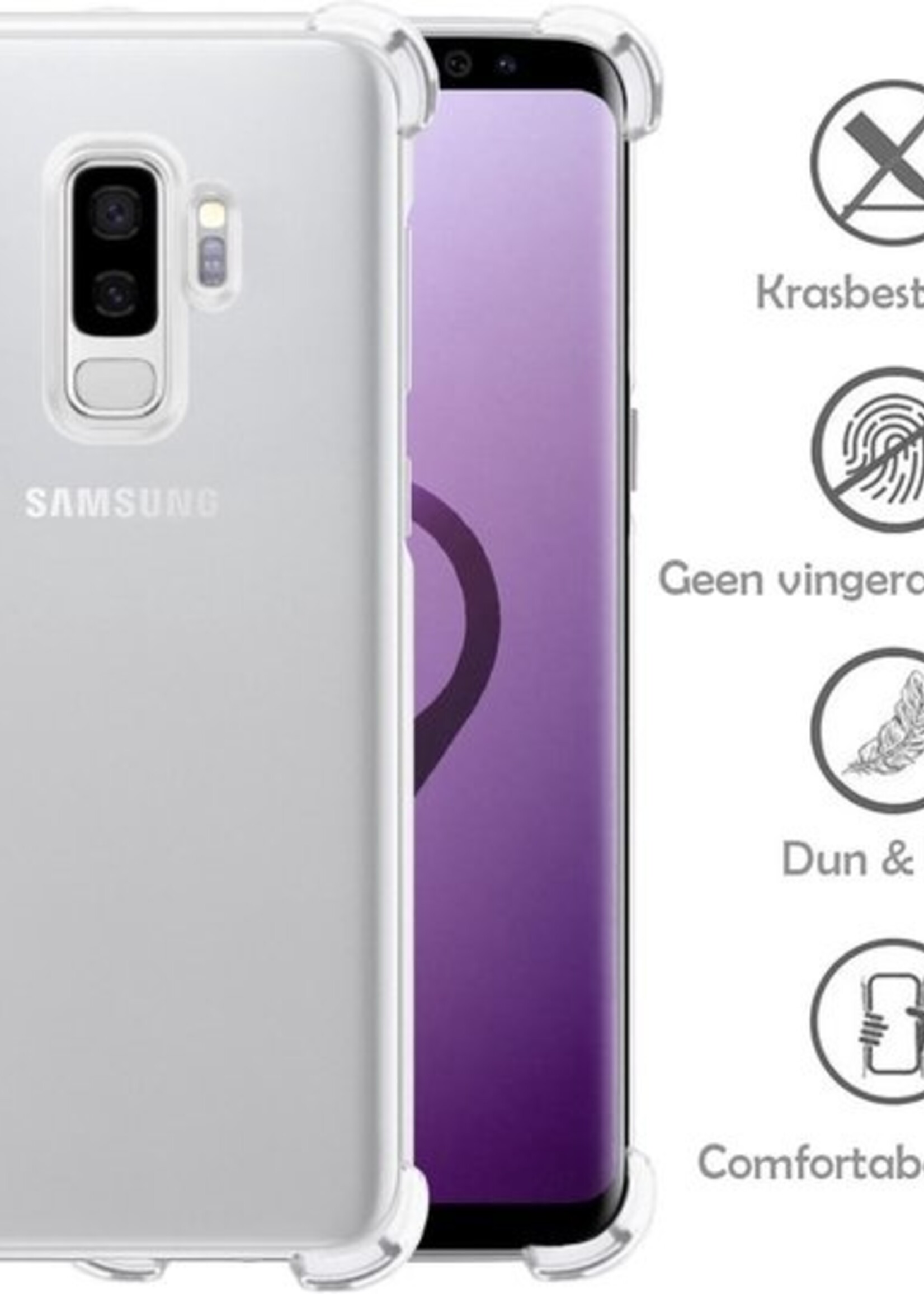 LUQ Hoesje Geschikt voor Samsung S9 Plus Hoesje Shockproof Case Siliconen - Hoes Geschikt voor Samsung Galaxy S9 Plus Hoes Cover Siliconen - Transparant