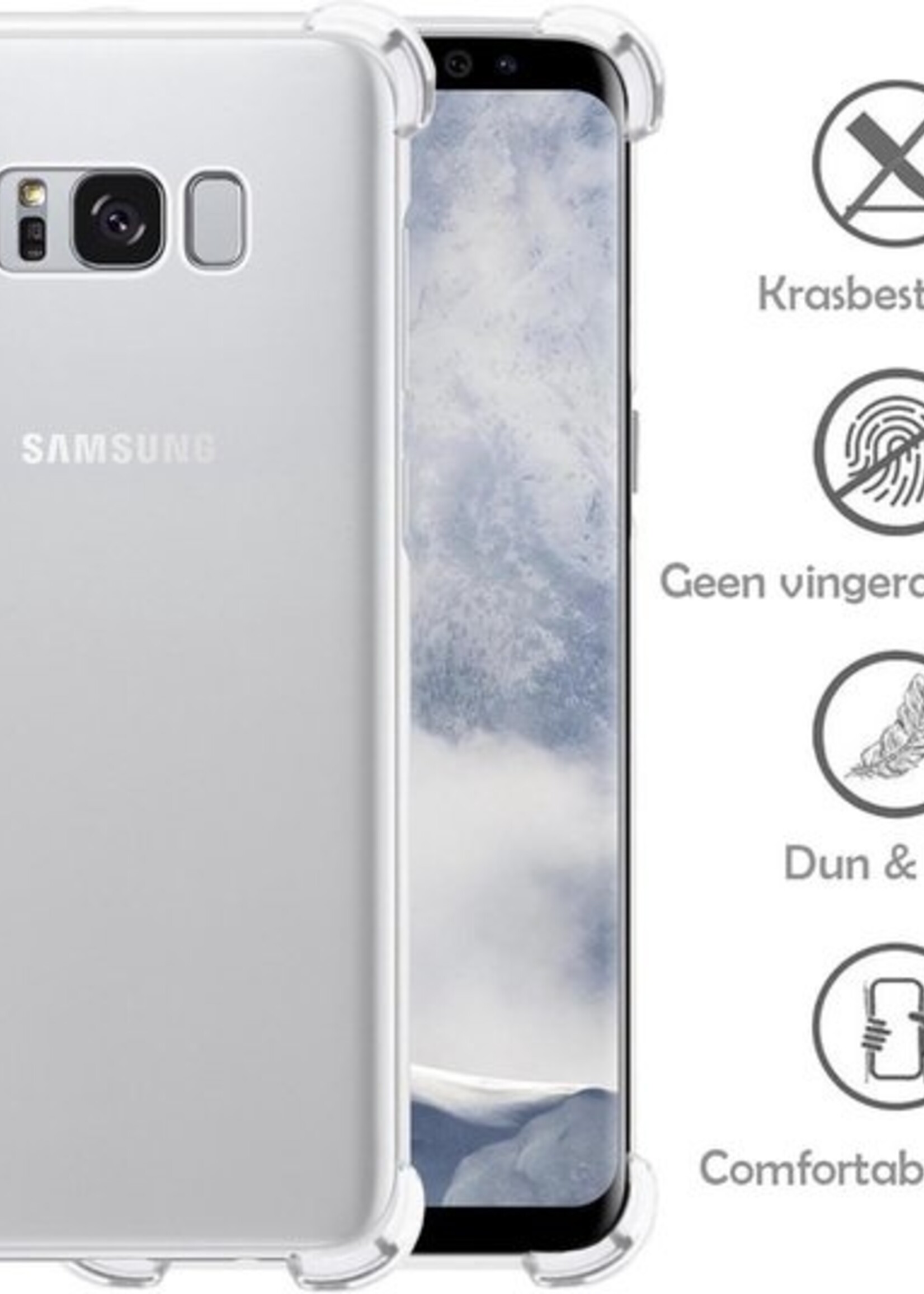 LUQ Hoesje Geschikt voor Samsung S8 Hoesje Shockproof Case Siliconen - Hoes Geschikt voor Samsung Galaxy S8 Hoes Cover Siliconen - Transparant - 2 Stuks