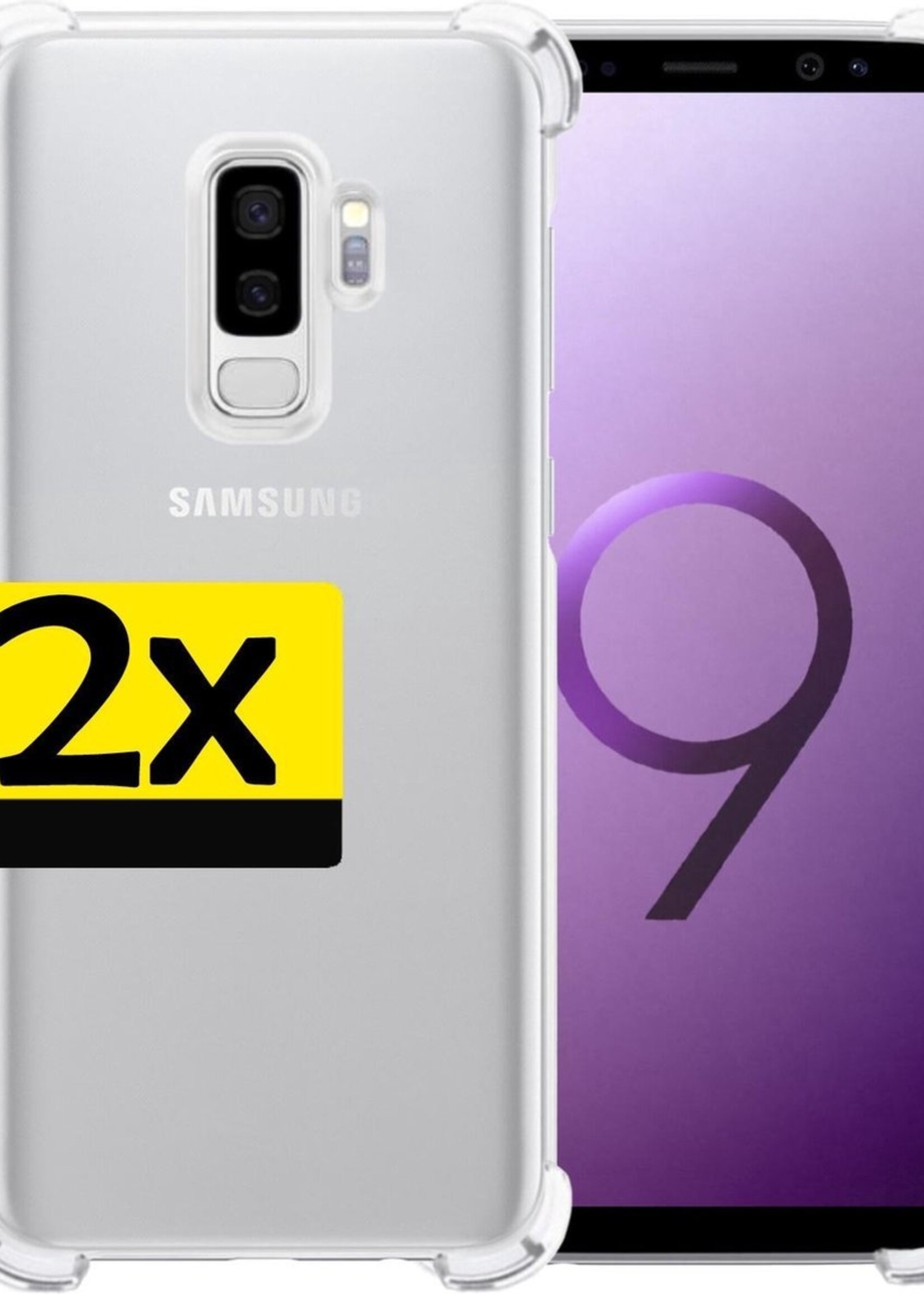 LUQ Hoesje Geschikt voor Samsung S9 Plus Hoesje Shockproof Case Siliconen - Hoes Geschikt voor Samsung Galaxy S9 Plus Hoes Cover Siliconen - Transparant - 2 Stuks