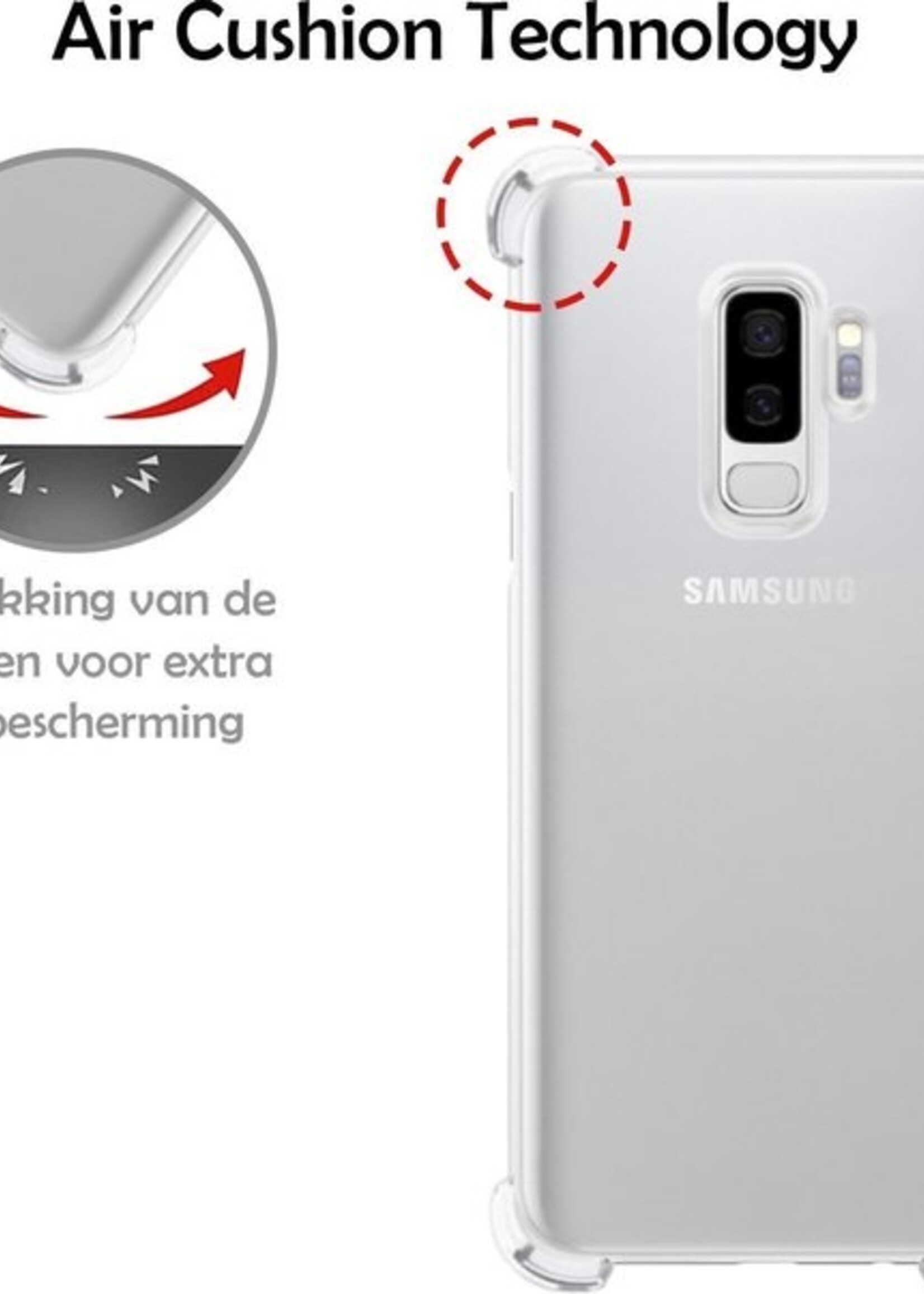 LUQ Hoesje Geschikt voor Samsung S9 Plus Hoesje Shockproof Case Siliconen - Hoes Geschikt voor Samsung Galaxy S9 Plus Hoes Cover Siliconen - Transparant - 2 Stuks