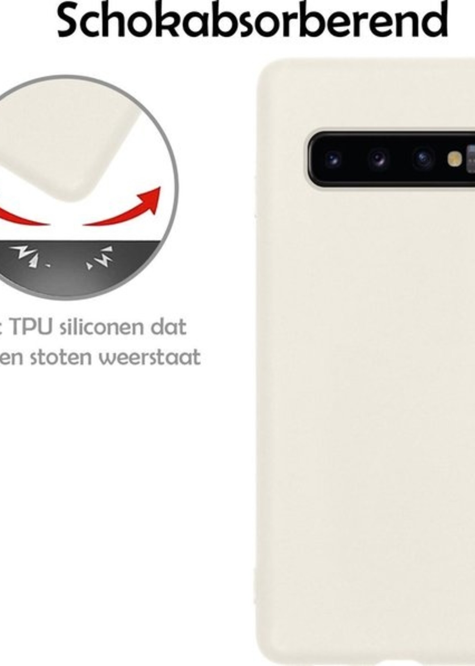 LUQ Hoesje Geschikt voor Samsung S10 Hoesje Siliconen Case - Hoes Geschikt voor Samsung Galaxy S10 Hoes Siliconen - Wit